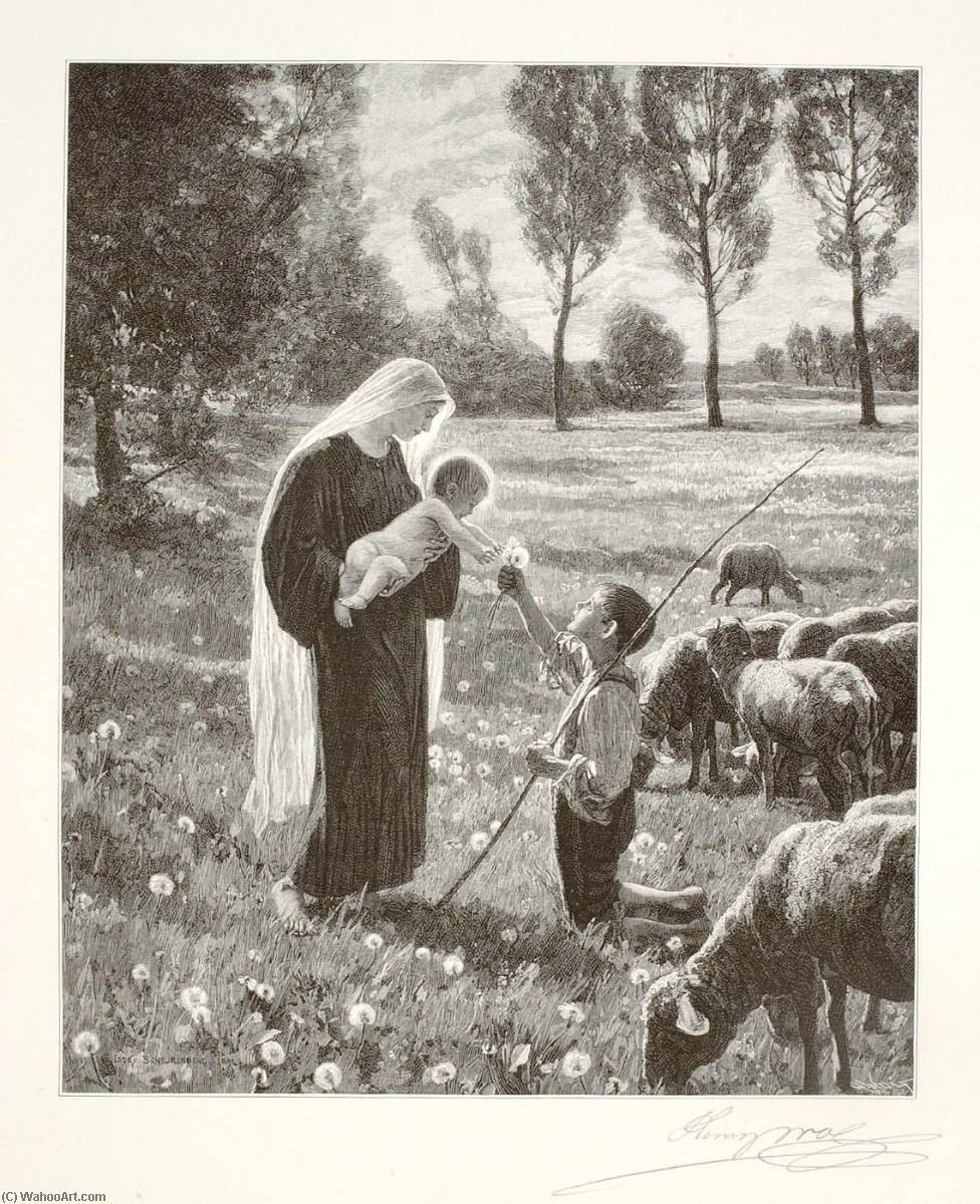 Wikioo.org - The Encyclopedia of Fine Arts - Painting, Artwork by Henry Wolf - Mary Meets a Shepherd Boy