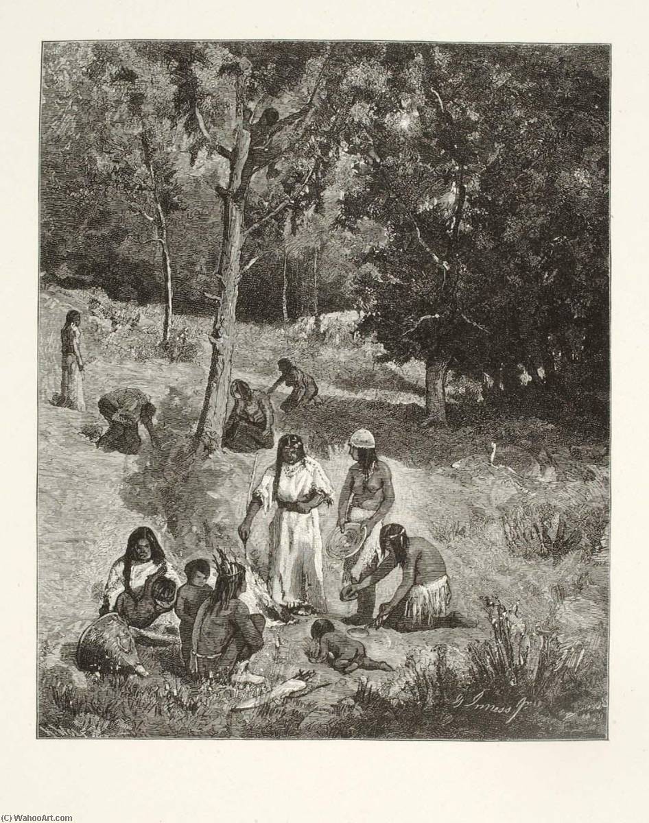 WikiOO.org - Енциклопедия за изящни изкуства - Живопис, Произведения на изкуството Henry Wolf - Indians Gathering Nuts
