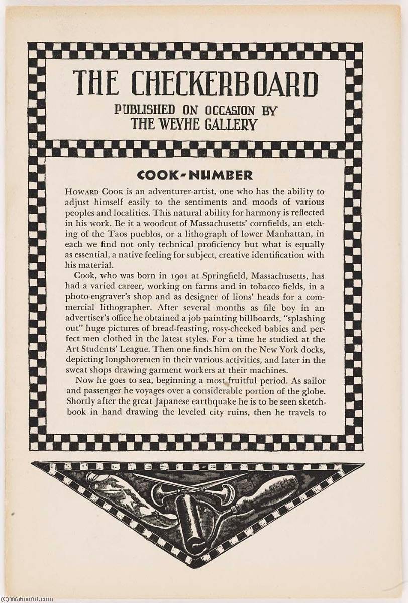 WikiOO.org - Enciklopedija likovnih umjetnosti - Slikarstvo, umjetnička djela Howard Cook - The Checkerboard, published by The Weyhe Gallery