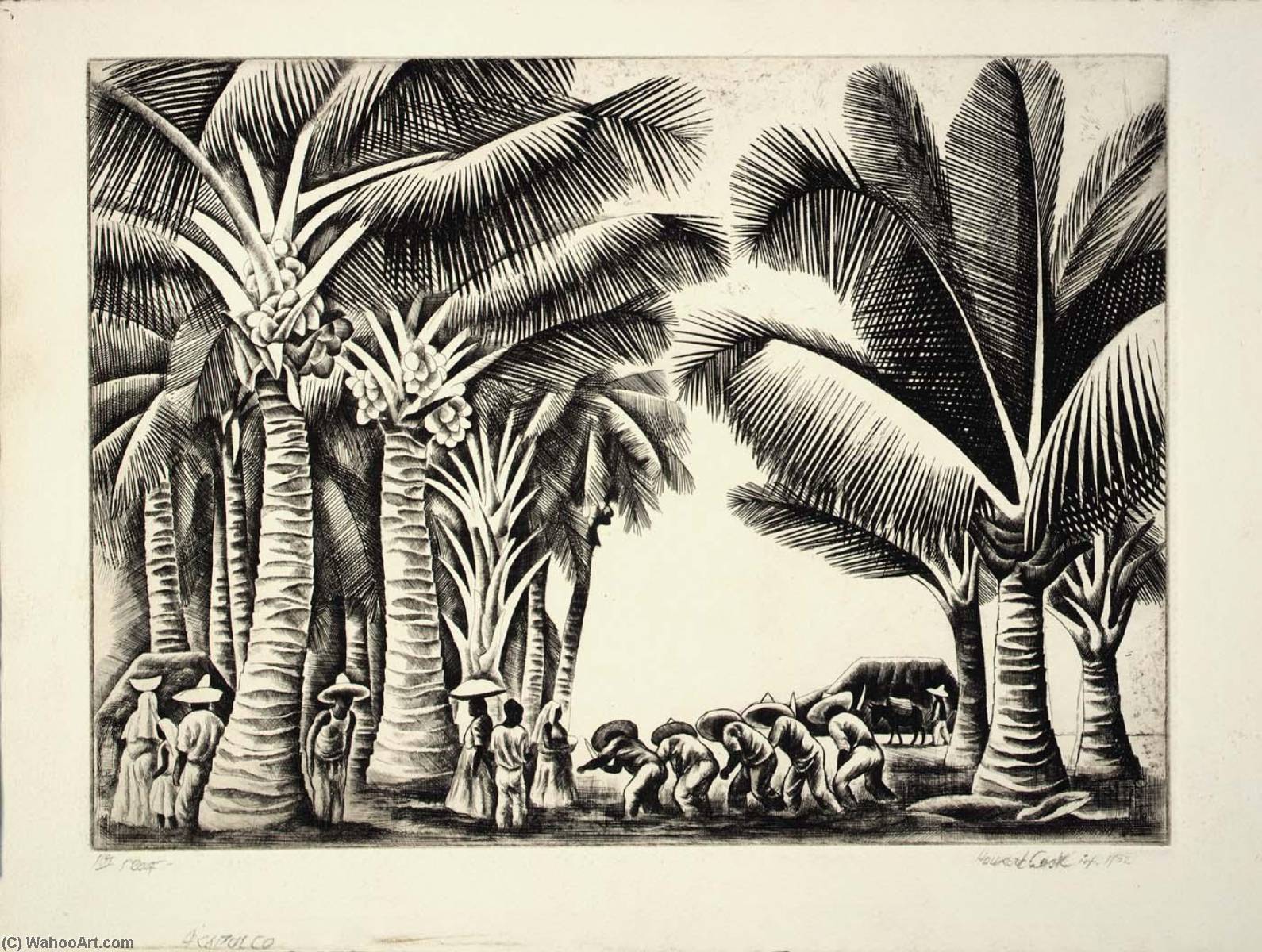 Wikioo.org - The Encyclopedia of Fine Arts - Painting, Artwork by Howard Cook - Cocoanut Grove (Cocoanut Palms)