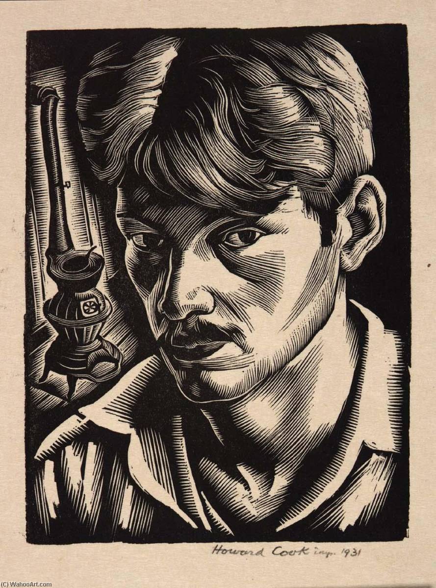 WikiOO.org - Enciclopedia of Fine Arts - Pictura, lucrări de artă Howard Cook - Self Portrait (Illustration for The Checkerboard)