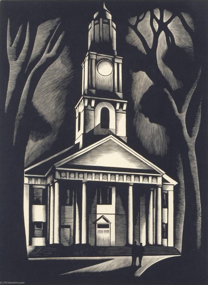 WikiOO.org - Enciclopedia of Fine Arts - Pictura, lucrări de artă Howard Cook - New England Church