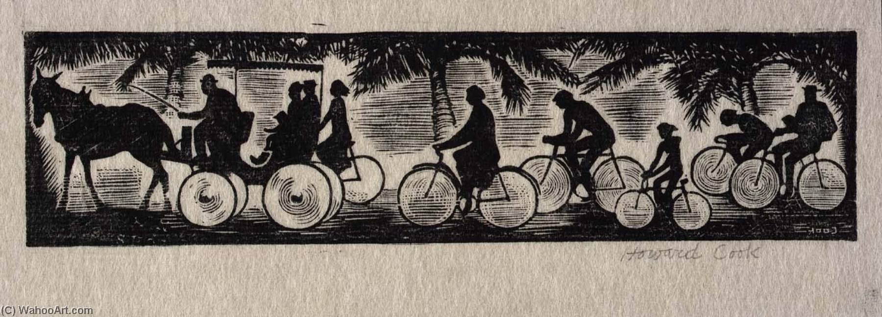 WikiOO.org - Encyclopedia of Fine Arts - Målning, konstverk Howard Cook - Bicycles and Carriage