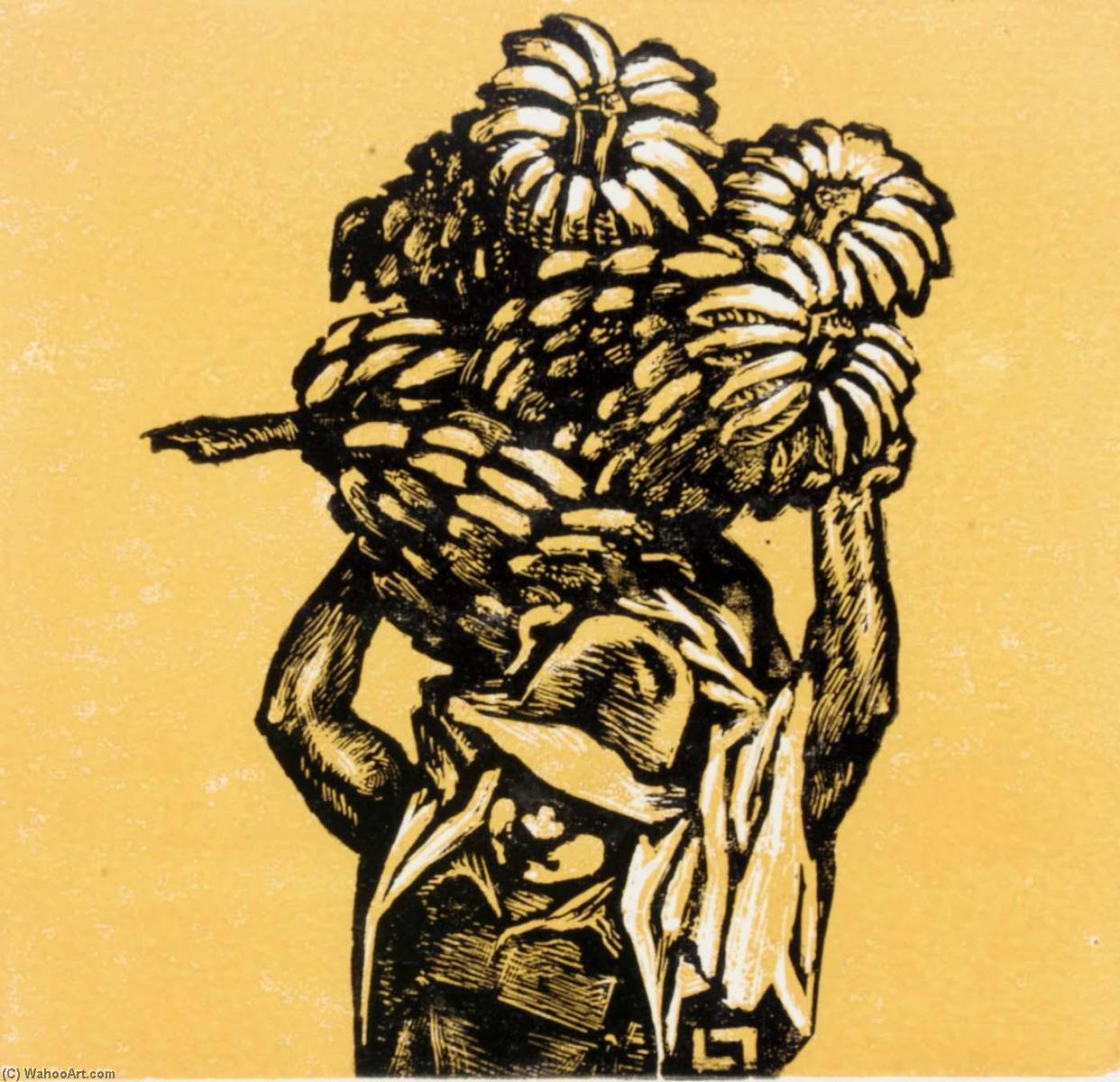 WikiOO.org - Encyclopedia of Fine Arts - Maalaus, taideteos Louis Lozowick - Banana Carrier