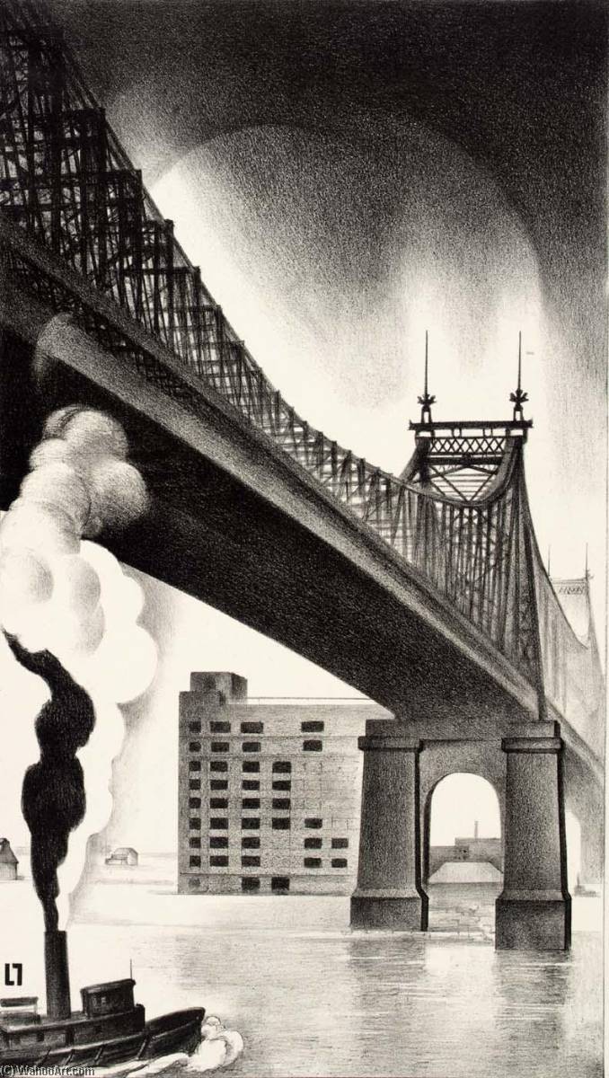 WikiOO.org - Енциклопедия за изящни изкуства - Живопис, Произведения на изкуството Louis Lozowick - Queensboro Bridge