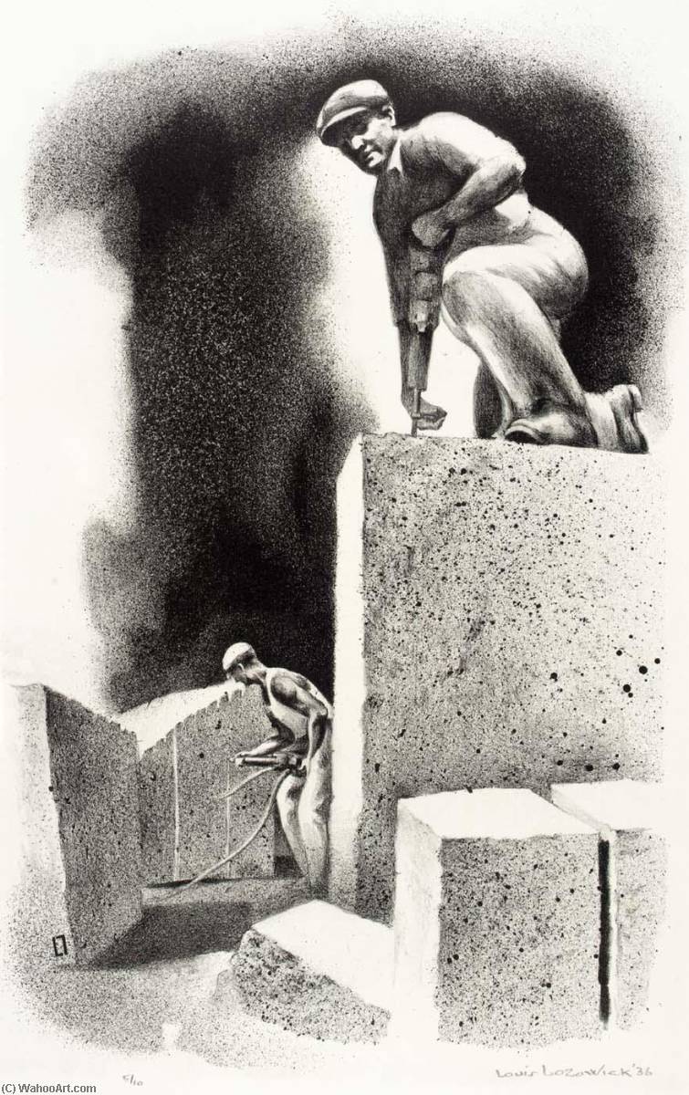 Wikioo.org - The Encyclopedia of Fine Arts - Painting, Artwork by Louis Lozowick - In a Quarry