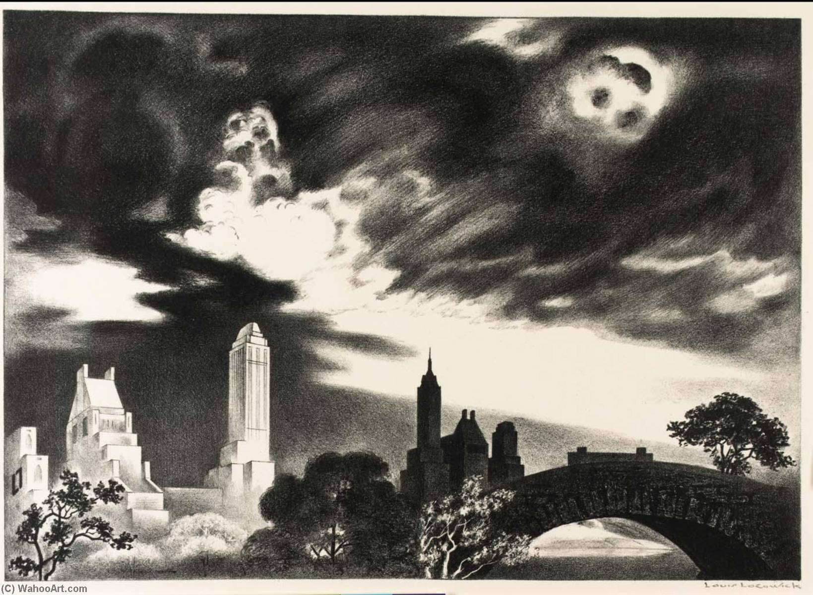 WikiOO.org - Encyclopedia of Fine Arts - Målning, konstverk Louis Lozowick - Angry Skies