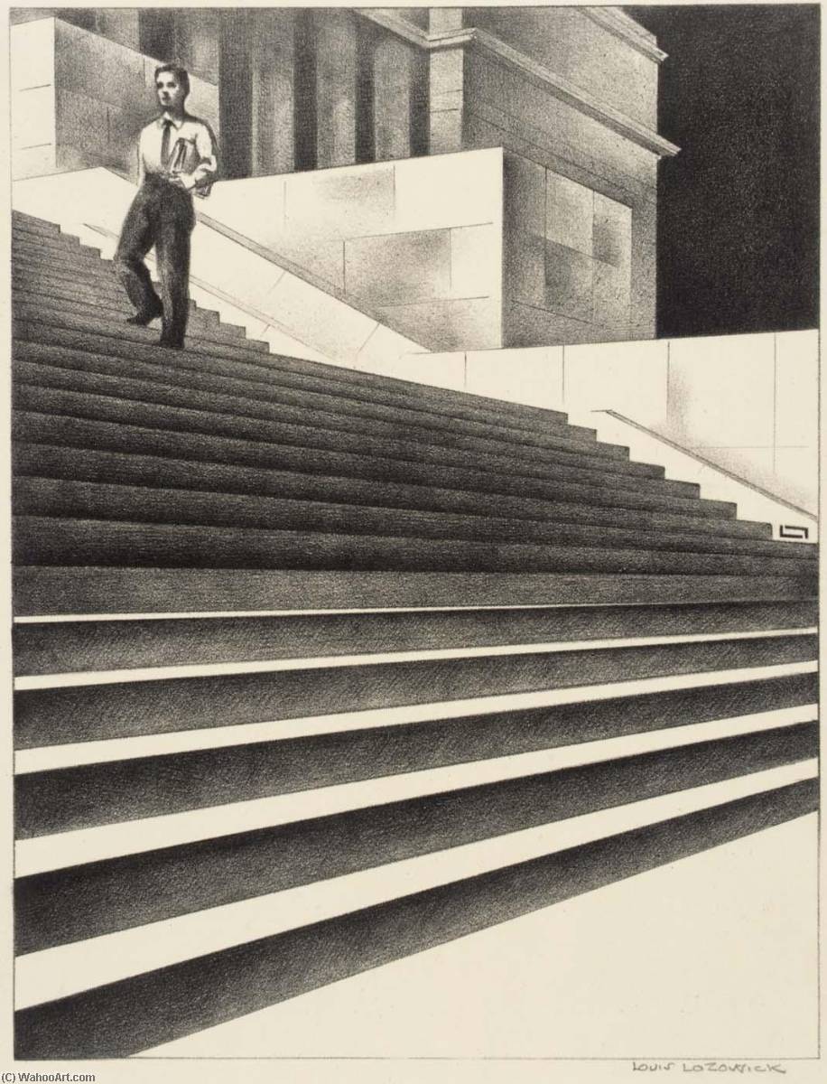 WikiOO.org - Енциклопедия за изящни изкуства - Живопис, Произведения на изкуството Louis Lozowick - Boy on Stairway