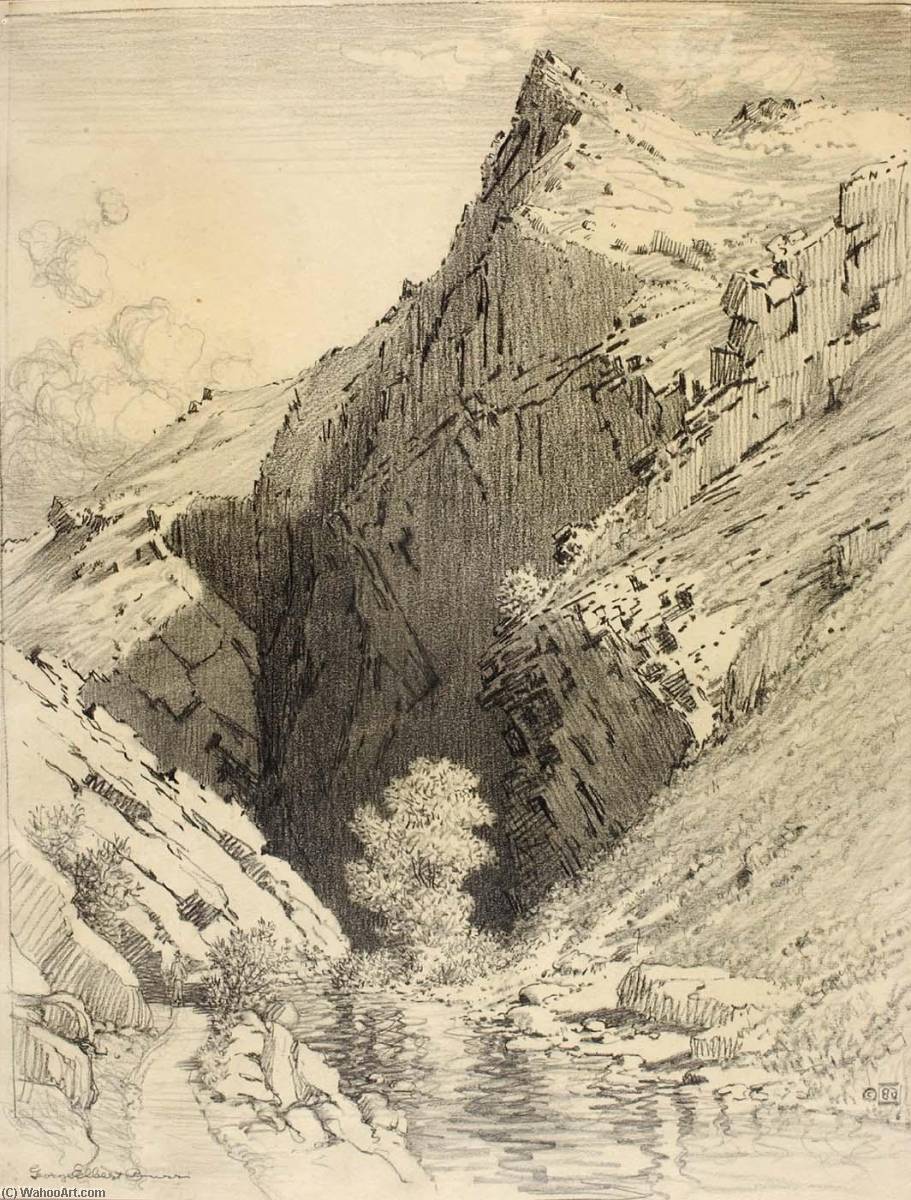 Wikioo.org - The Encyclopedia of Fine Arts - Painting, Artwork by George Elbert Burr - Untitled (transfer drawing for Bear Creek Canyon, Denver, Colorado)