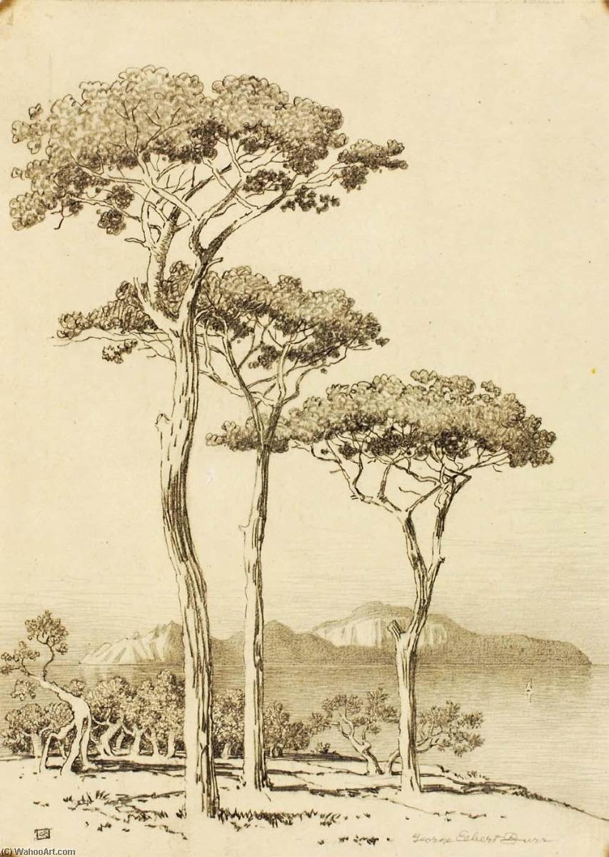 Wikioo.org - The Encyclopedia of Fine Arts - Painting, Artwork by George Elbert Burr - Untitled (transfer drawing for Capri from Sorrento)