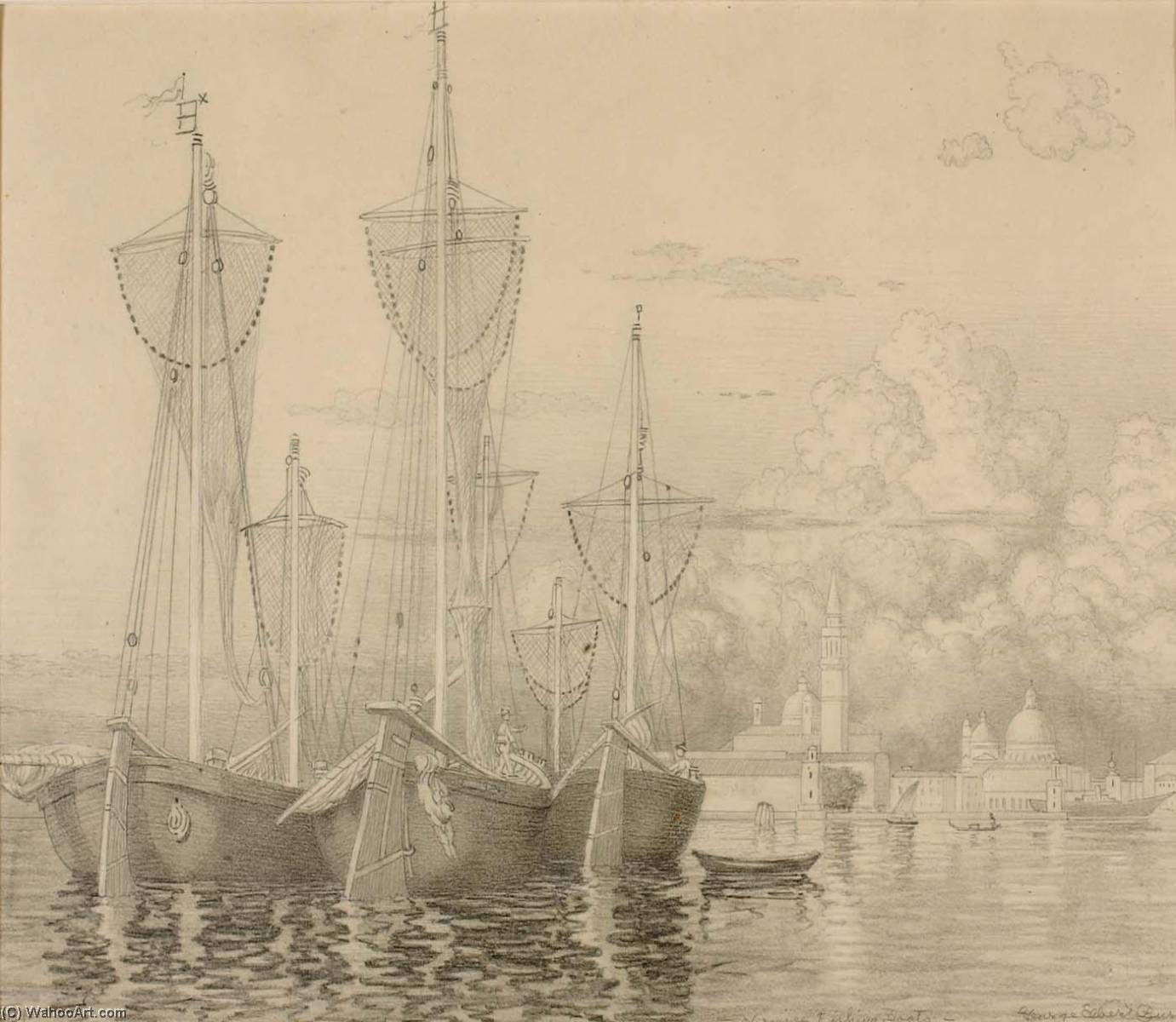 Wikioo.org - Encyklopedia Sztuk Pięknych - Malarstwo, Grafika George Elbert Burr - Venice Fishing Boats