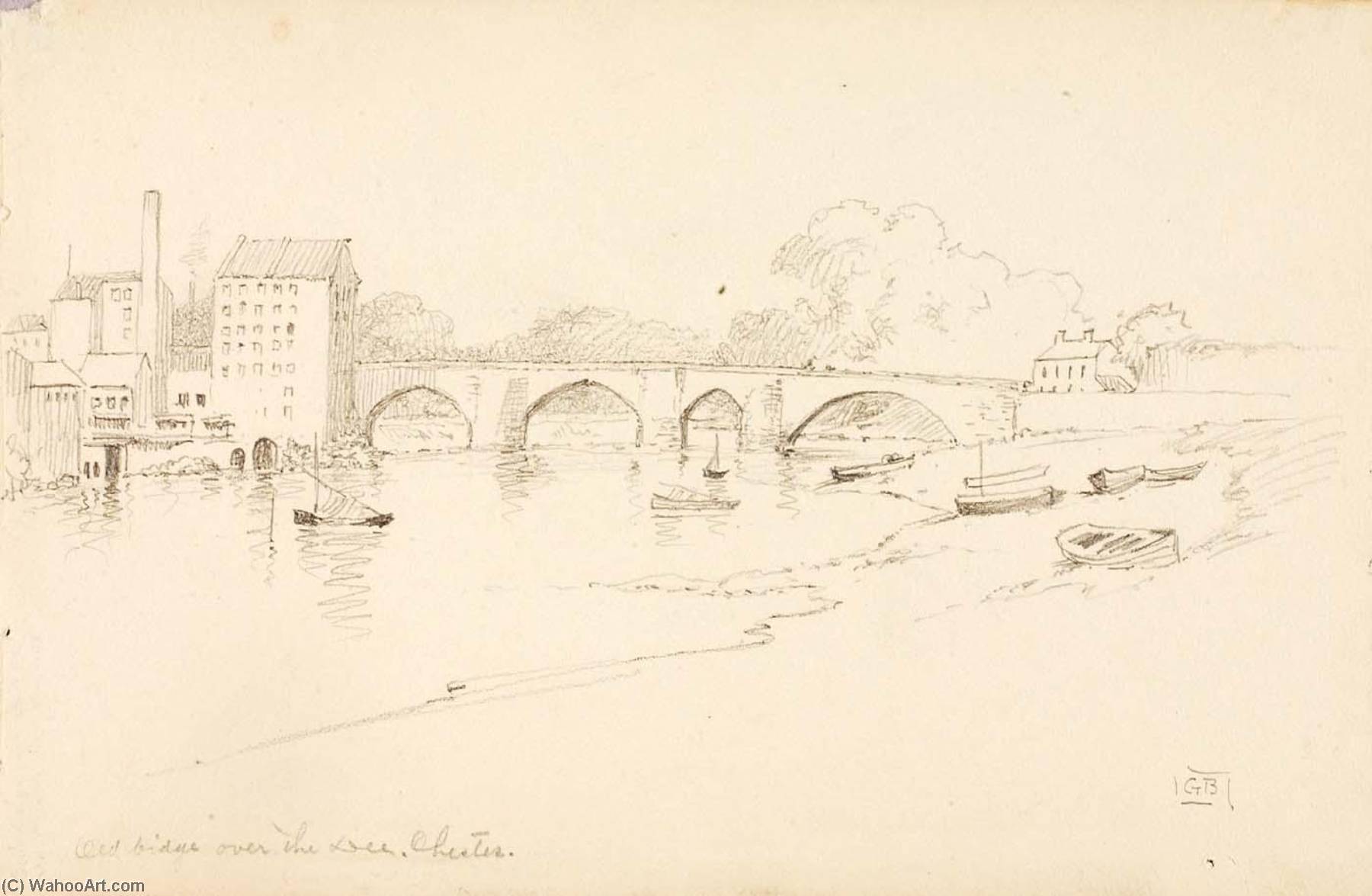 Wikioo.org - The Encyclopedia of Fine Arts - Painting, Artwork by George Elbert Burr - Old Bridge over the Dee, Chester