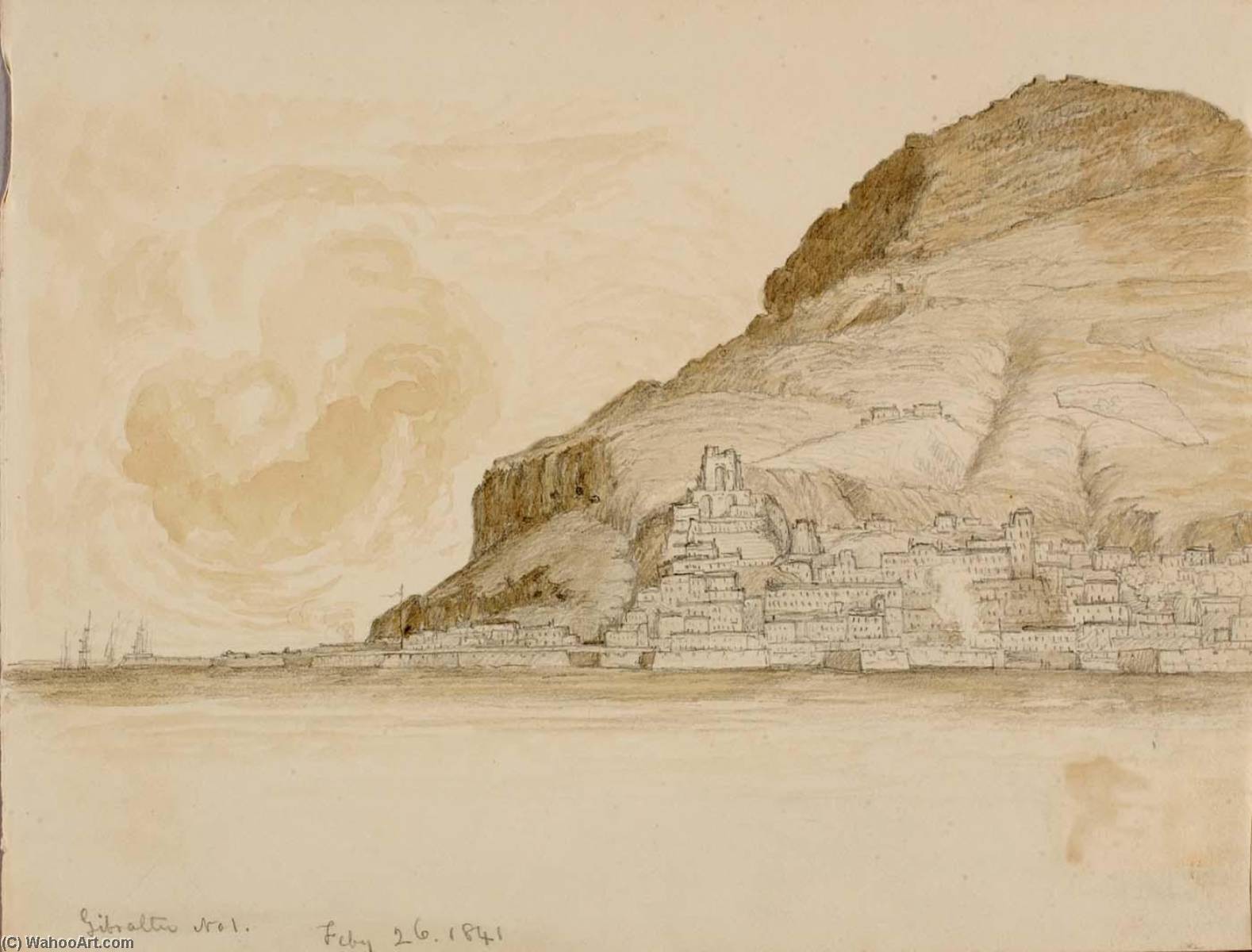 WikiOO.org - Енциклопедия за изящни изкуства - Живопис, Произведения на изкуството Miner Kilbourne Kellogg - Gibraltar
