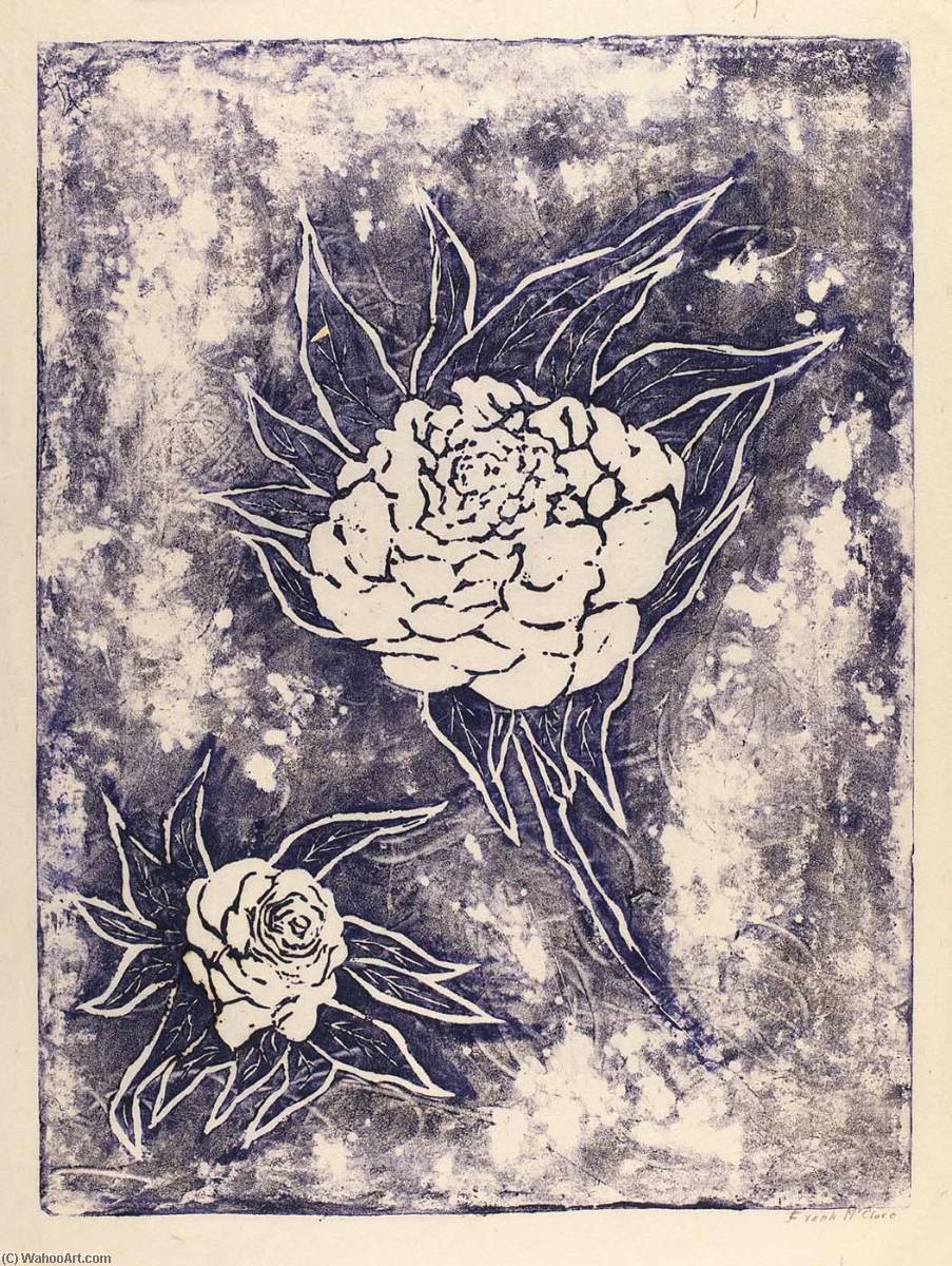 WikiOO.org - Encyclopedia of Fine Arts - Lukisan, Artwork Frank Mcclure - Two Cabbage like Flowers (Mottled Background)