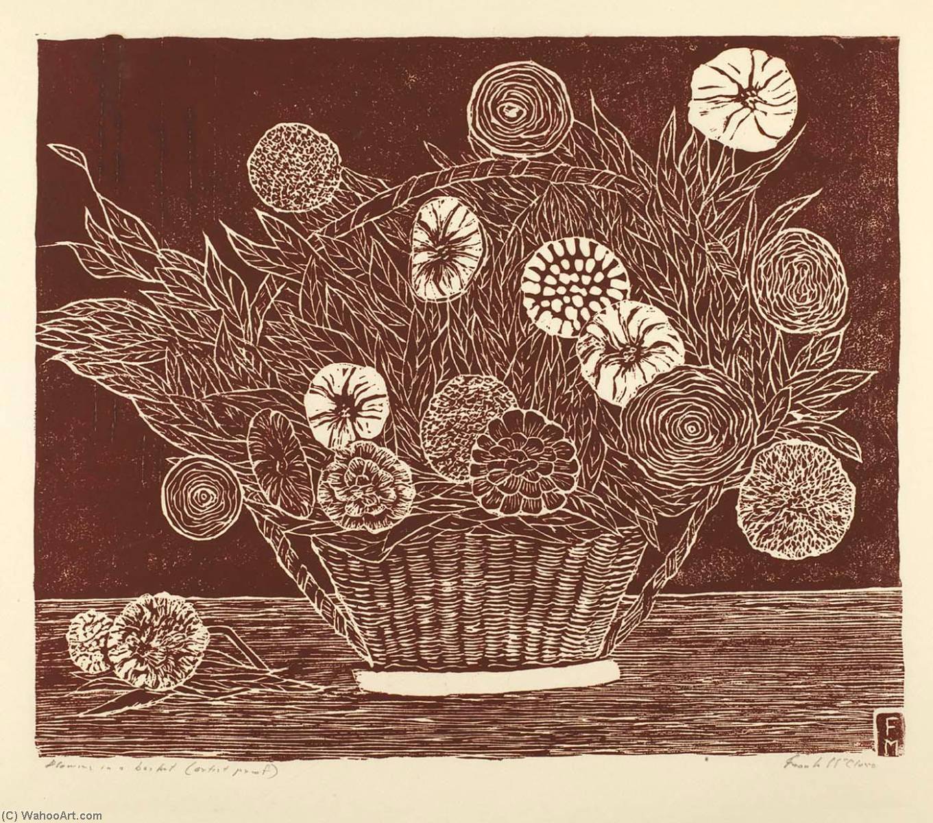 WikiOO.org - Encyclopedia of Fine Arts - Lukisan, Artwork Frank Mcclure - Flowers in a Basket
