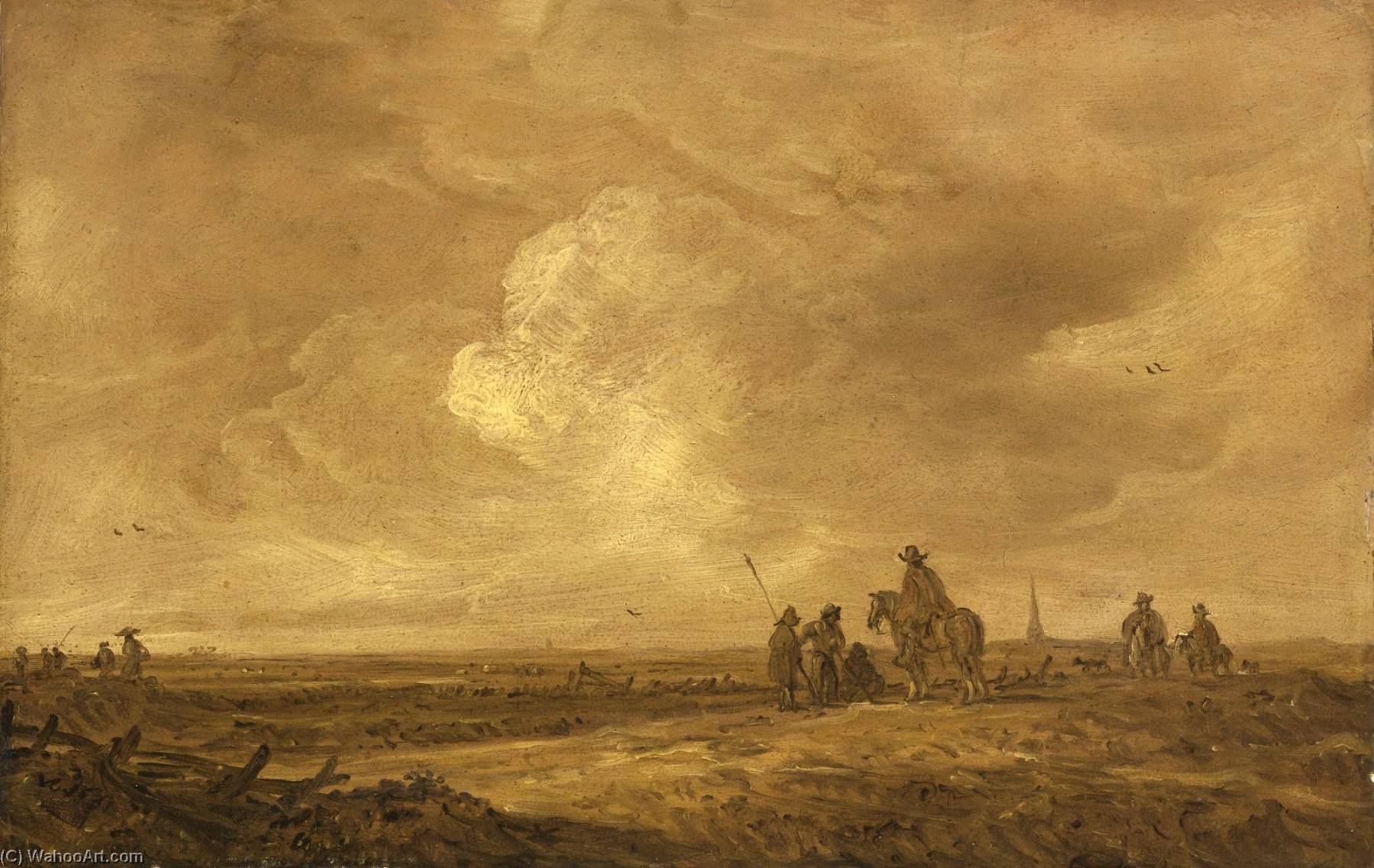 Wikioo.org - The Encyclopedia of Fine Arts - Painting, Artwork by Jan Josefsz Van Goyen - Dune Landscape with Travelers