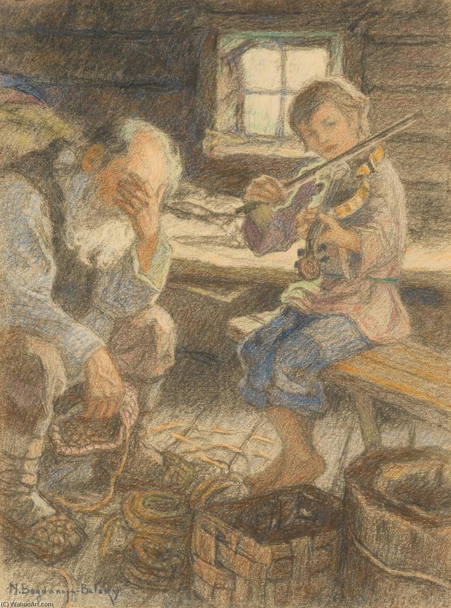 Wikioo.org - The Encyclopedia of Fine Arts - Painting, Artwork by Nikolai Petrovich Bogdanov Belsky - The Talented Musician
