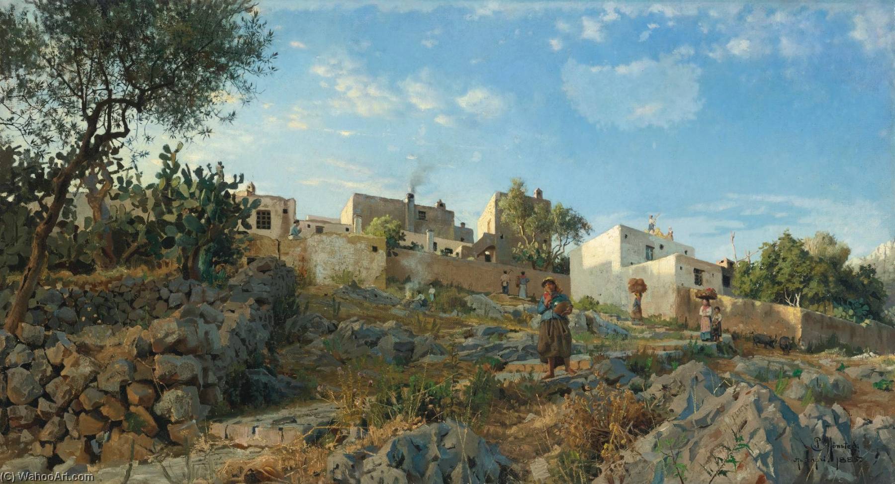 Wikioo.org - The Encyclopedia of Fine Arts - Painting, Artwork by Peder Mork Monsted - A View of Anacapri