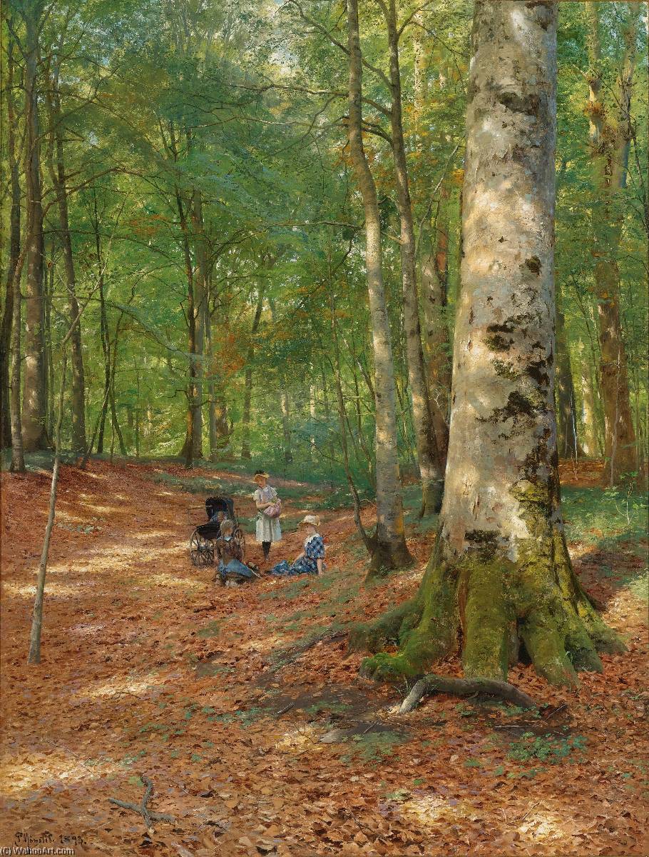 Wikioo.org - The Encyclopedia of Fine Arts - Painting, Artwork by Peder Mork Monsted - The woodland glade