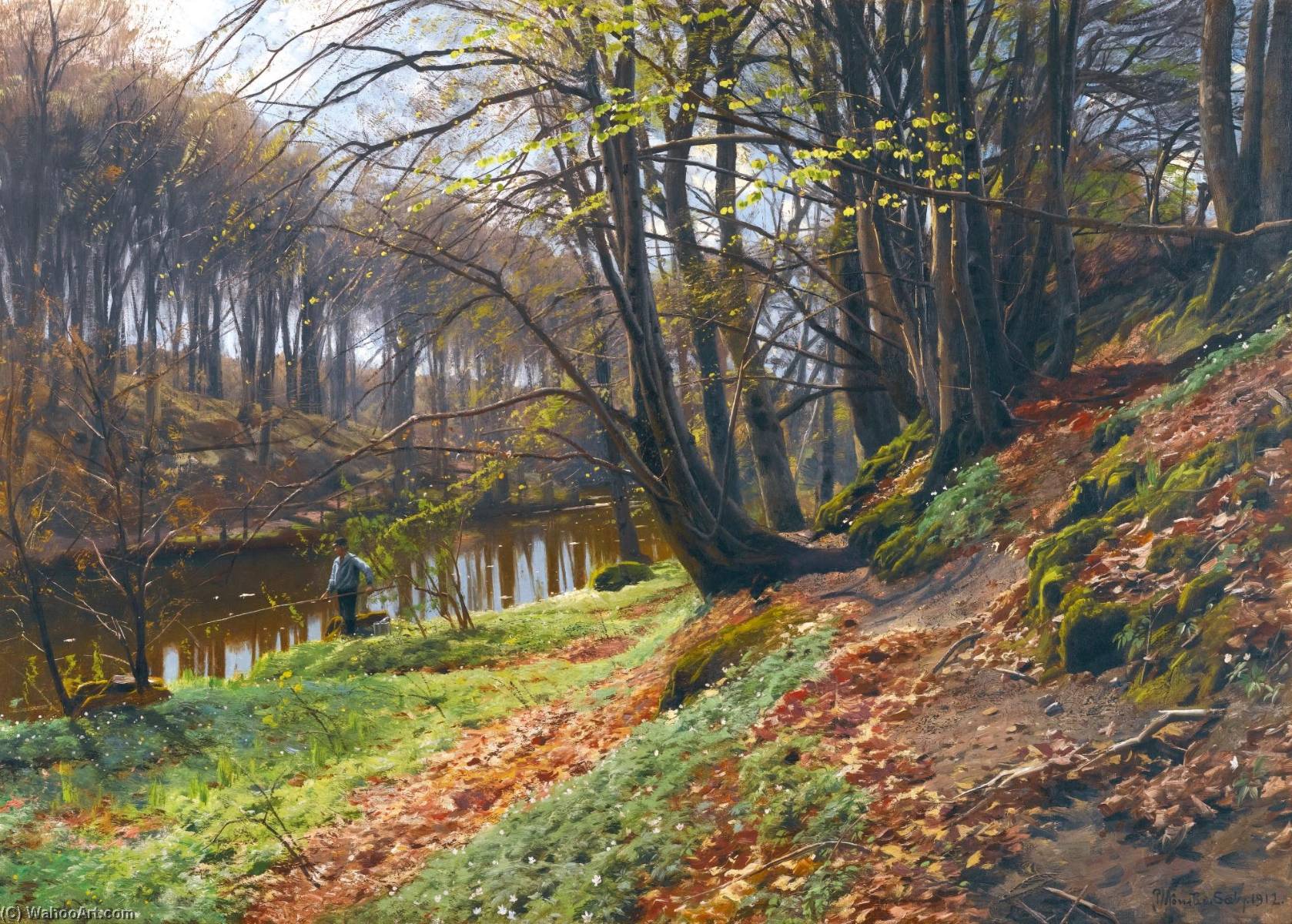 Wikioo.org - The Encyclopedia of Fine Arts - Painting, Artwork by Peder Mork Monsted - Spring Landscape at S oslash by
