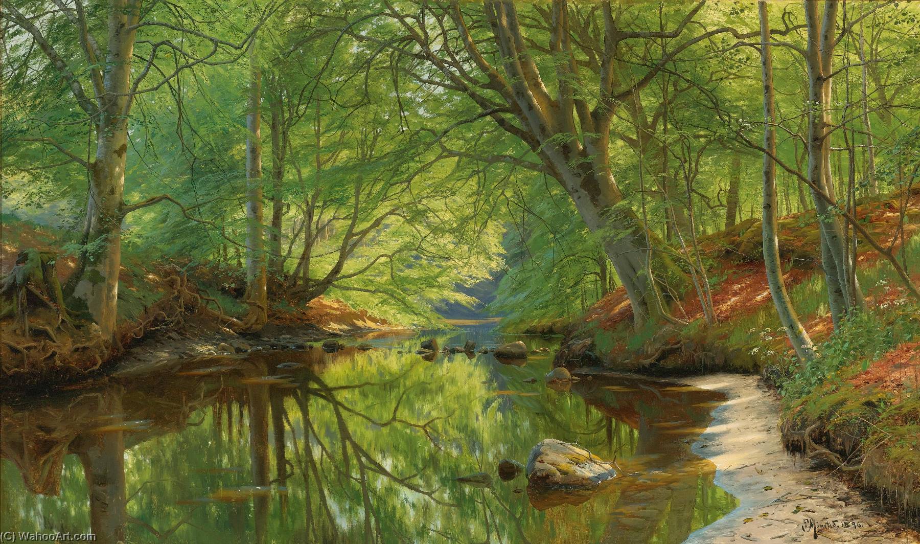 Wikioo.org - The Encyclopedia of Fine Arts - Painting, Artwork by Peder Mork Monsted - Forest Stream