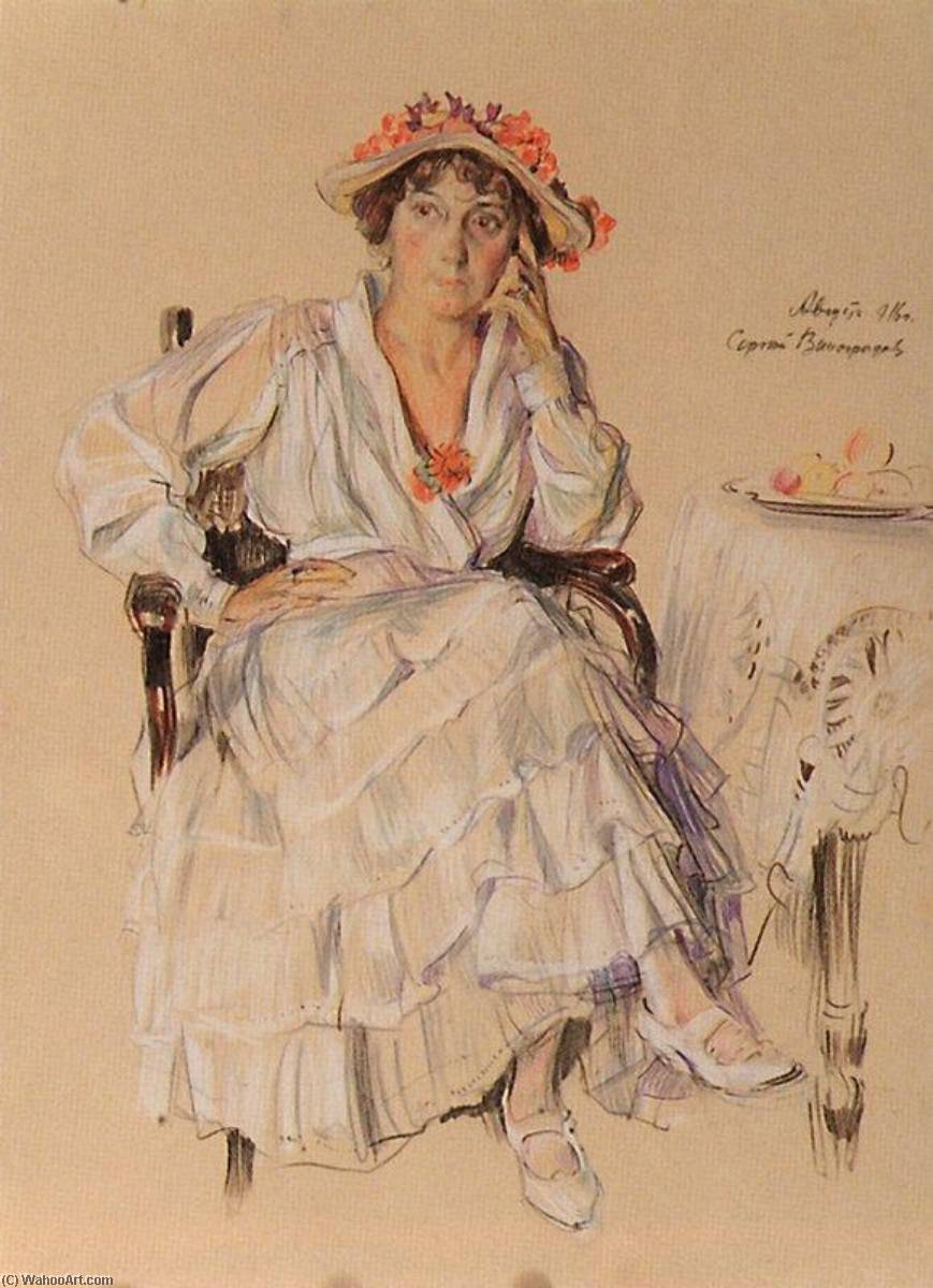WikiOO.org - Enciklopedija likovnih umjetnosti - Slikarstvo, umjetnička djela Sergei Arsenievich Vinogradov - Lady in an Armchair