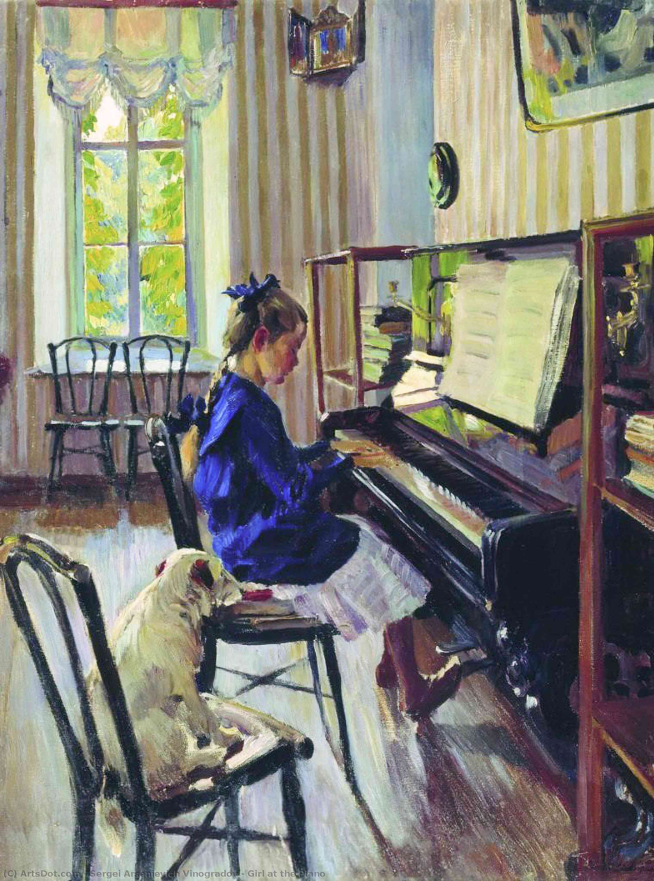 Wikioo.org - The Encyclopedia of Fine Arts - Painting, Artwork by Sergei Arsenievich Vinogradov - Girl at the Piano