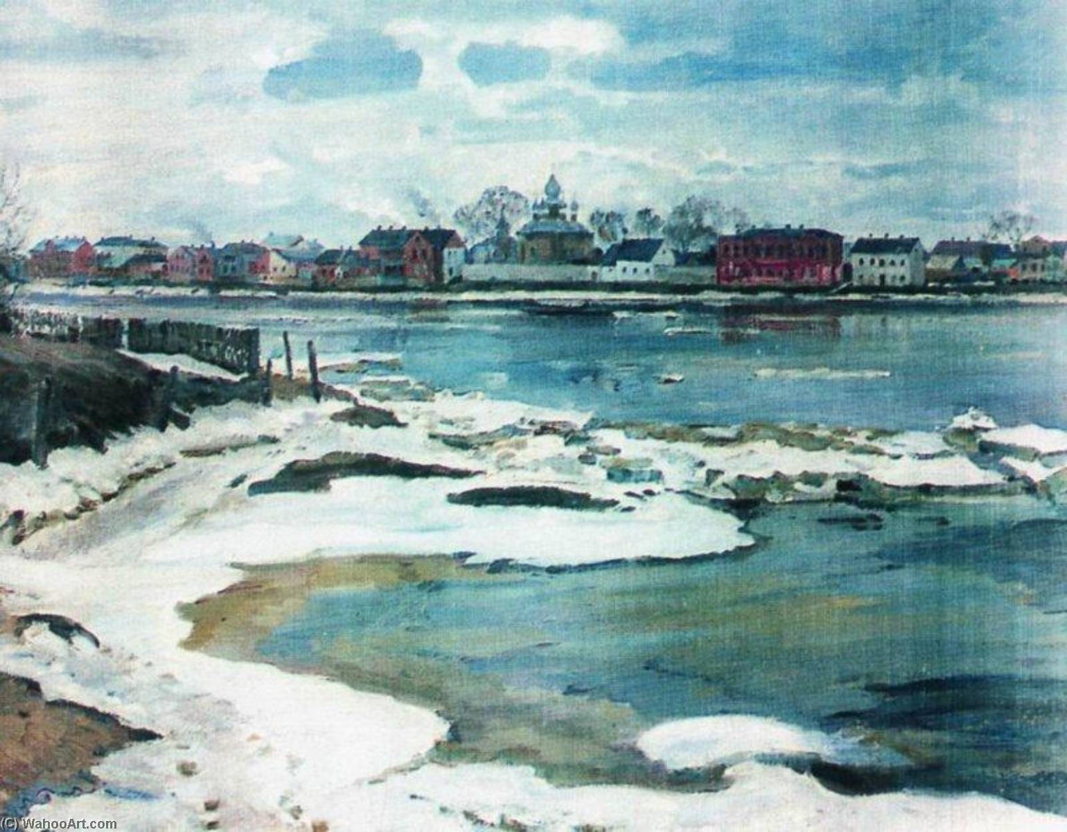 Wikioo.org - The Encyclopedia of Fine Arts - Painting, Artwork by Sergei Arsenievich Vinogradov - Floating Ice on the Dvina River