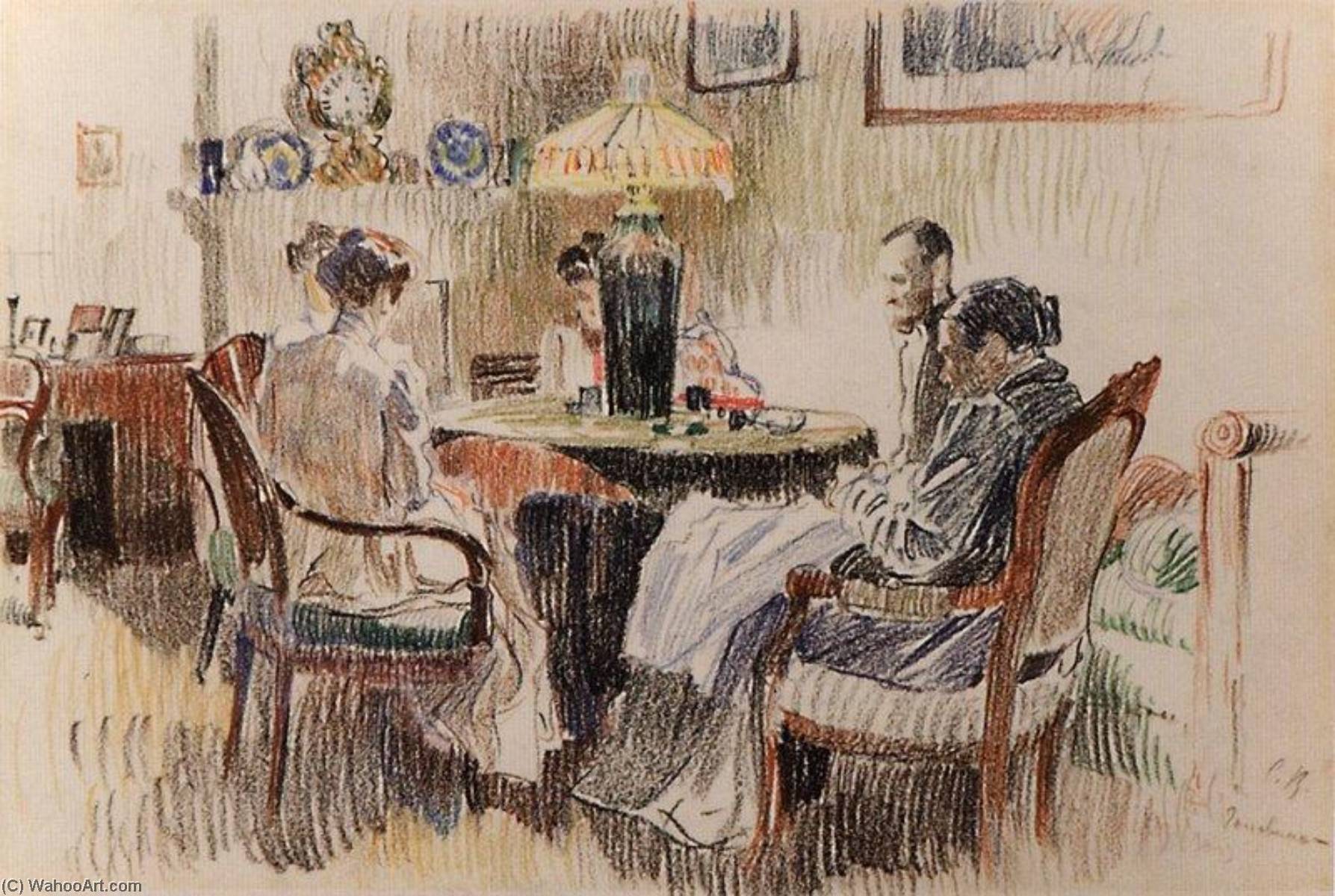 WikiOO.org - Enciklopedija likovnih umjetnosti - Slikarstvo, umjetnička djela Sergei Arsenievich Vinogradov - Evening Interior