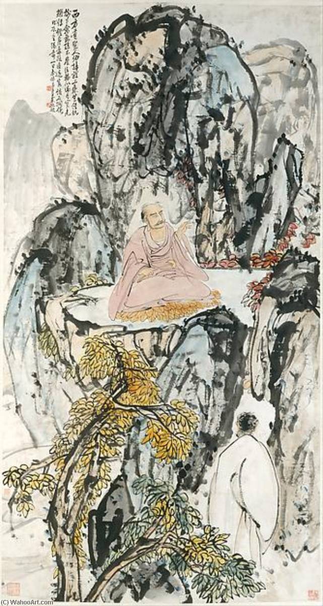 WikiOO.org - Енциклопедия за изящни изкуства - Живопис, Произведения на изкуството Wang Zhen - 近代 王震 佛祖圖 軸 Buddhist Sage