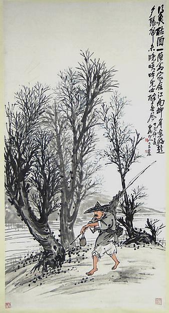 Wikioo.org - The Encyclopedia of Fine Arts - Painting, Artwork by Wang Zhen - 近代 王震 漁翁圖 軸 Returning Fisherman