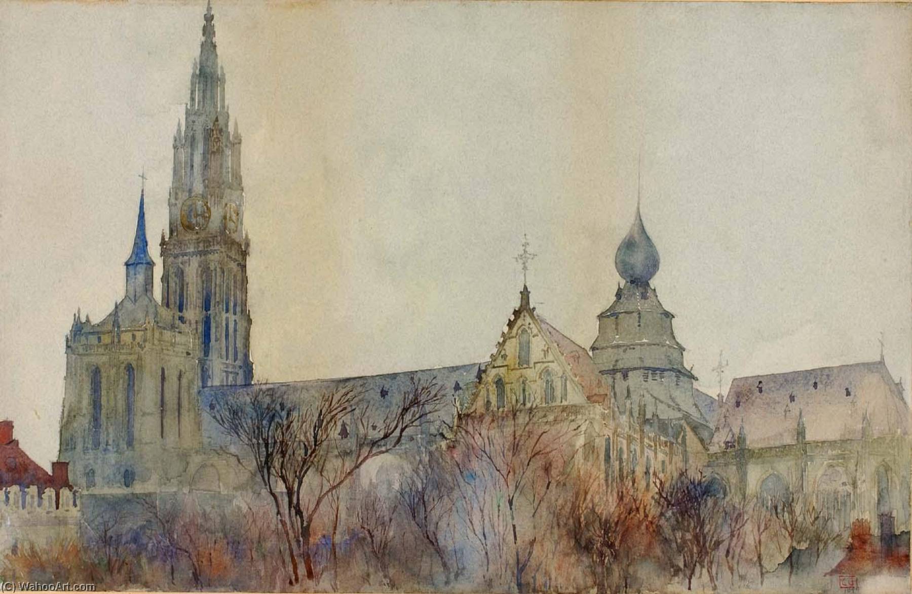 Wikioo.org - The Encyclopedia of Fine Arts - Painting, Artwork by Cass Gilbert - Antwerp Cathedral