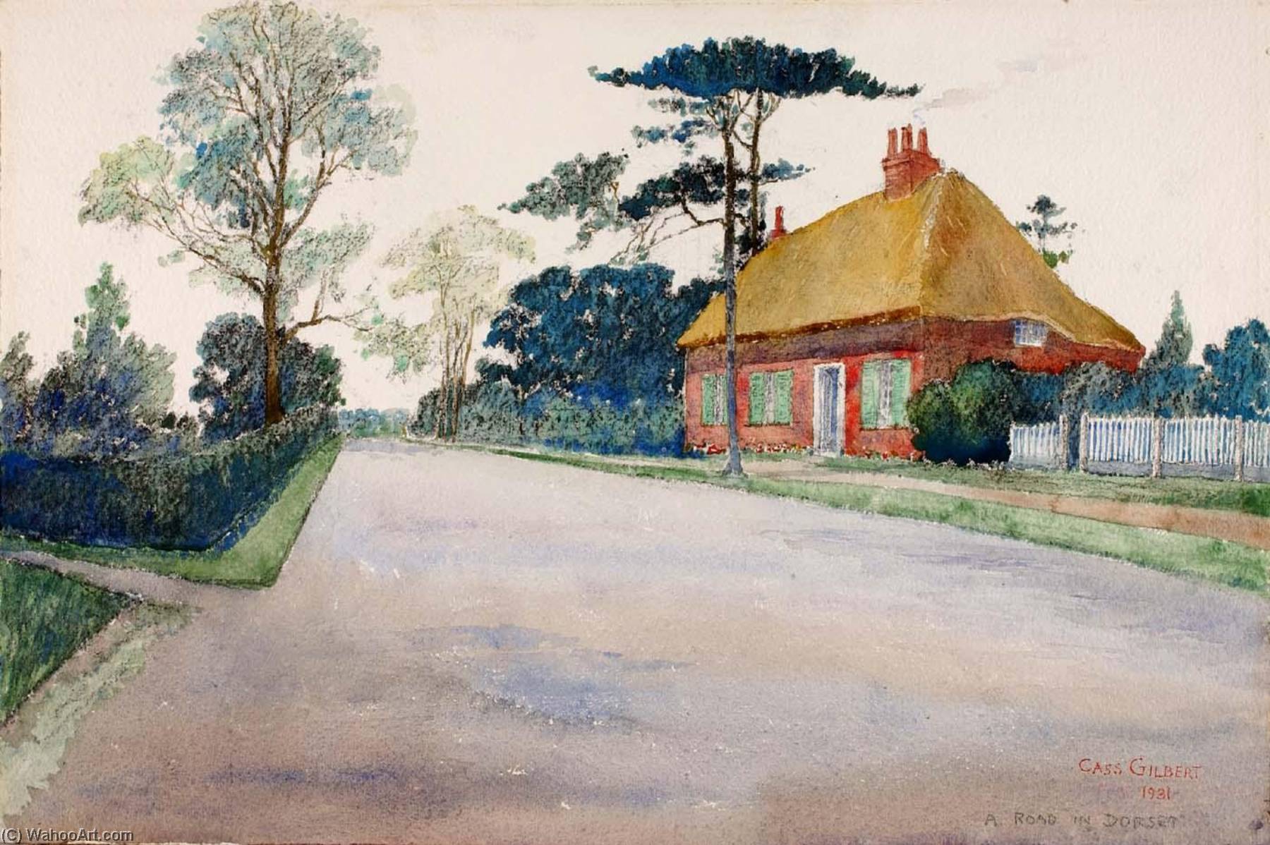 Wikioo.org - The Encyclopedia of Fine Arts - Painting, Artwork by Cass Gilbert - A Road in Dorset