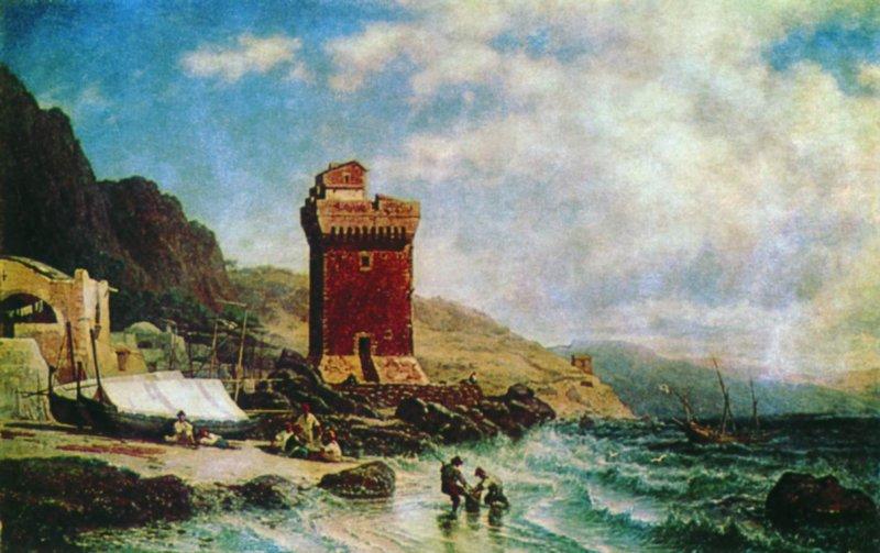 Wikioo.org - The Encyclopedia of Fine Arts - Painting, Artwork by Alexey Petrovich Bogolyubov - Fortress on the Seashore