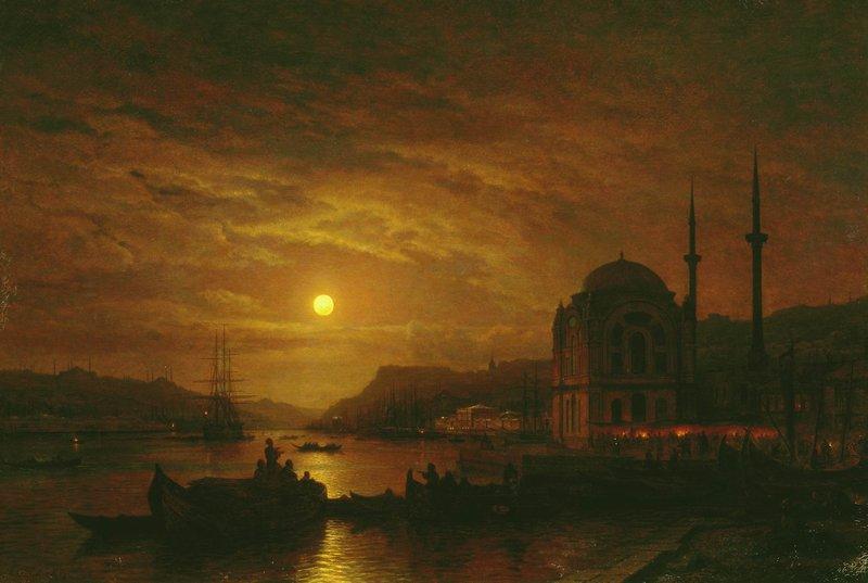 Wikioo.org - The Encyclopedia of Fine Arts - Painting, Artwork by Alexey Petrovich Bogolyubov - Moonlit Night in Constantinople