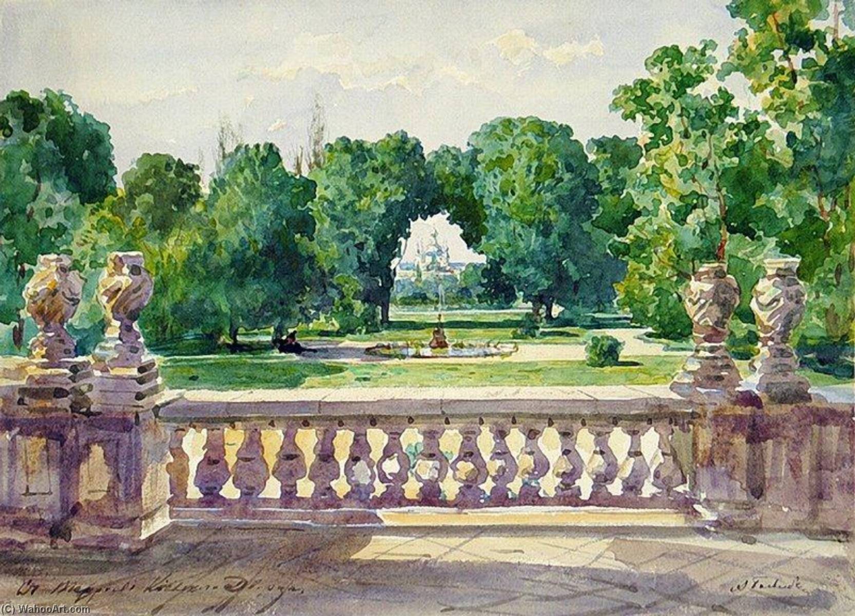 Wikioo.org - The Encyclopedia of Fine Arts - Painting, Artwork by Alexey Petrovich Bogolyubov - Kiev. The Palace Garden