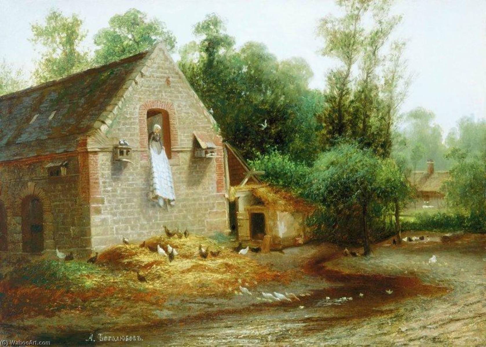 Wikioo.org - The Encyclopedia of Fine Arts - Painting, Artwork by Alexey Petrovich Bogolyubov - Landscape in Normandy