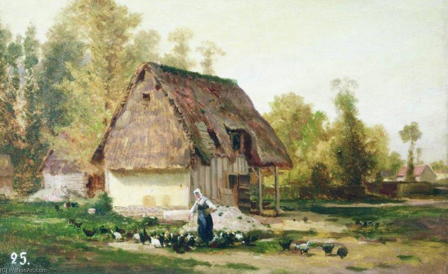 Wikioo.org - The Encyclopedia of Fine Arts - Painting, Artwork by Alexey Petrovich Bogolyubov - Farm in Veules. Autumn