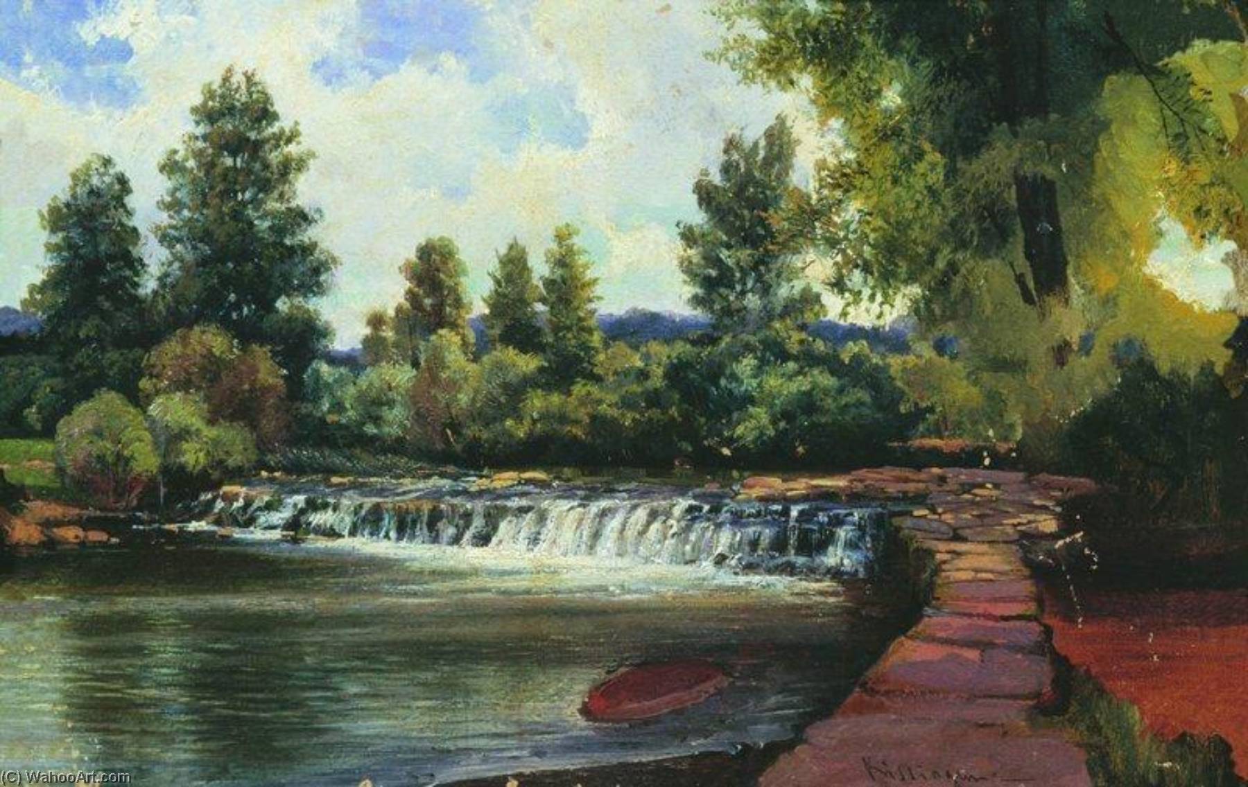 Wikioo.org - The Encyclopedia of Fine Arts - Painting, Artwork by Alexey Petrovich Bogolyubov - Kissingen. The Waterfall