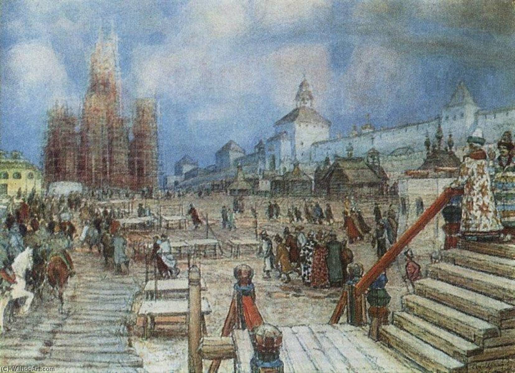 Wikoo.org - موسوعة الفنون الجميلة - اللوحة، العمل الفني Apollinari Vasnetsov - Moscow under Ivan the Terrible