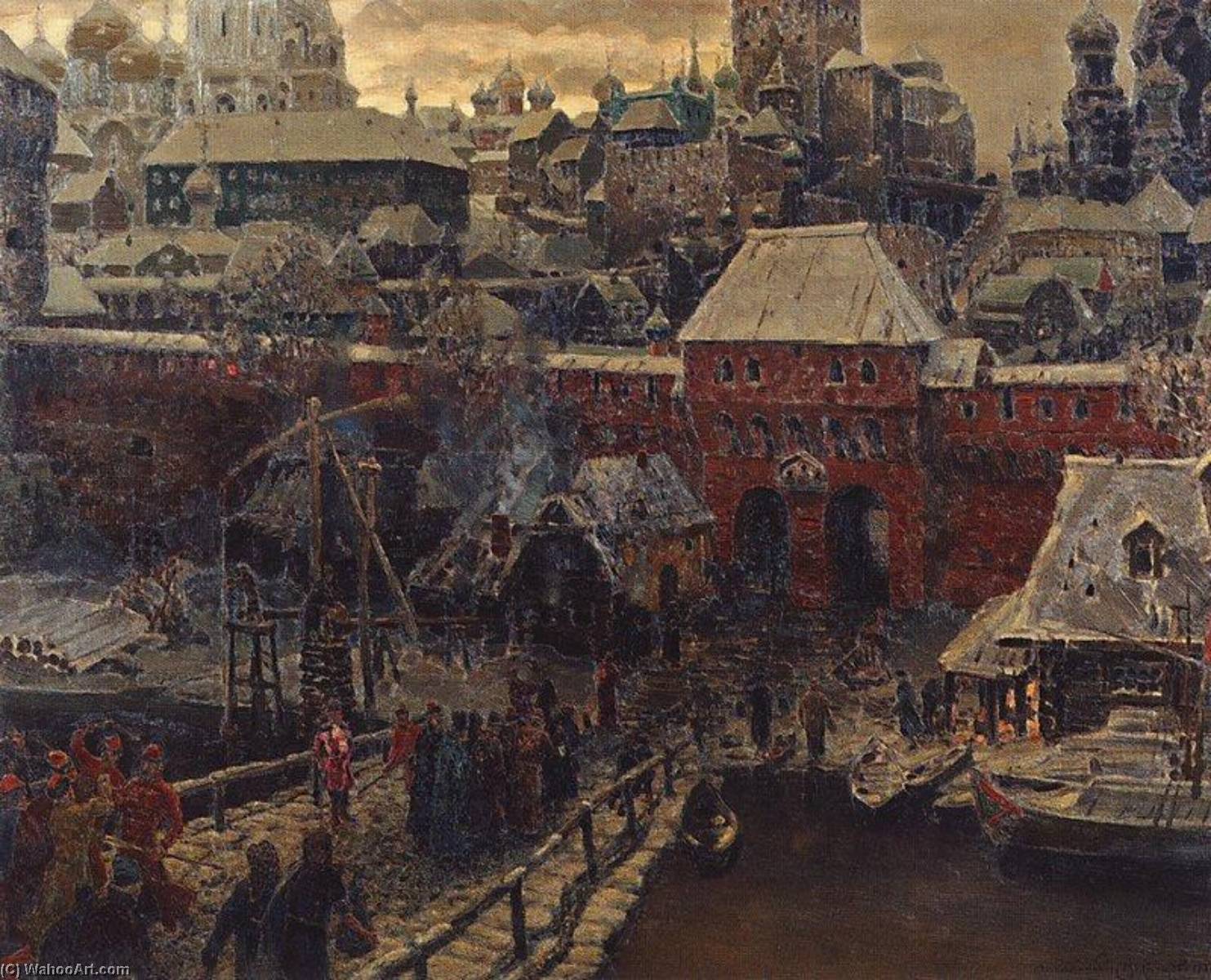 Wikoo.org - موسوعة الفنون الجميلة - اللوحة، العمل الفني Apollinari Vasnetsov - Moscow in the XVII Century