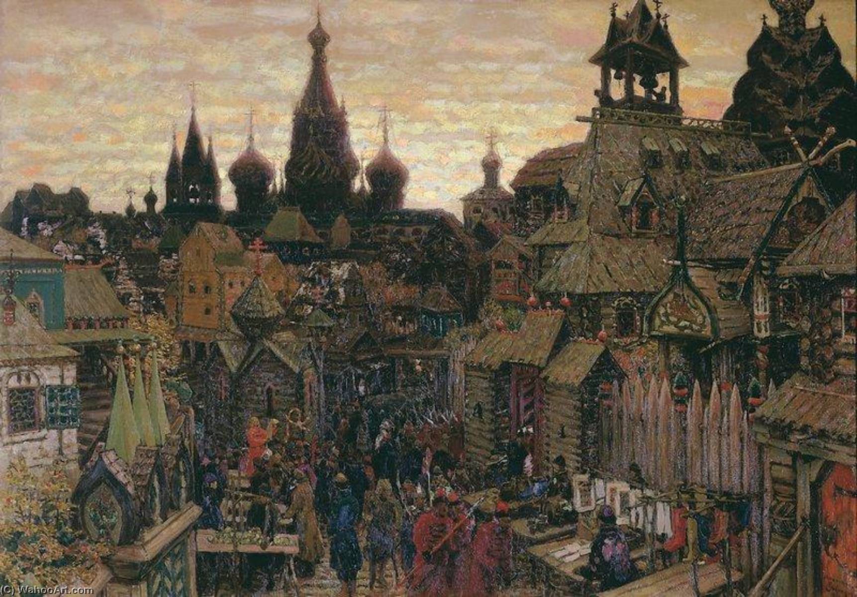 Wikoo.org - موسوعة الفنون الجميلة - اللوحة، العمل الفني Apollinari Vasnetsov - Moscow Street, Early XVII Century