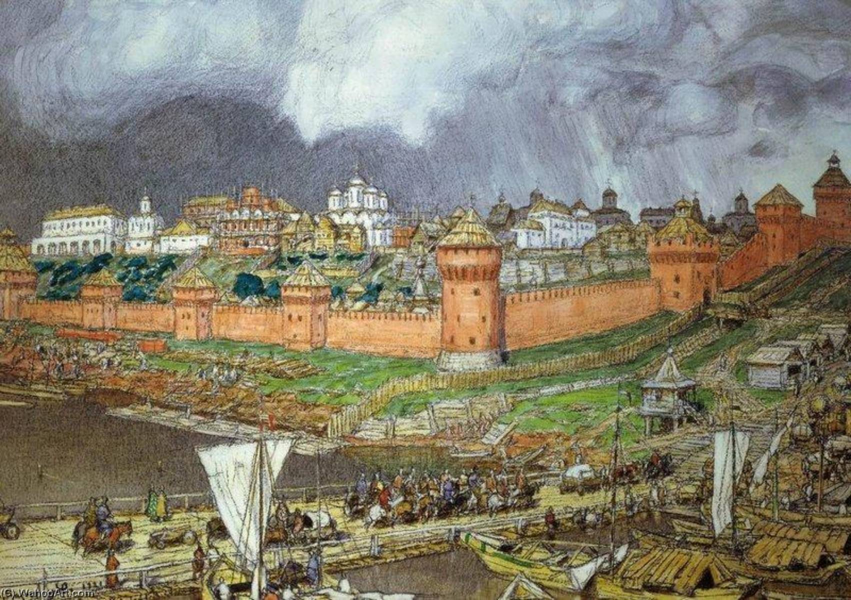 Wikioo.org - The Encyclopedia of Fine Arts - Painting, Artwork by Apollinari Vasnetsov - The Moscow Kremlin under Ivan III