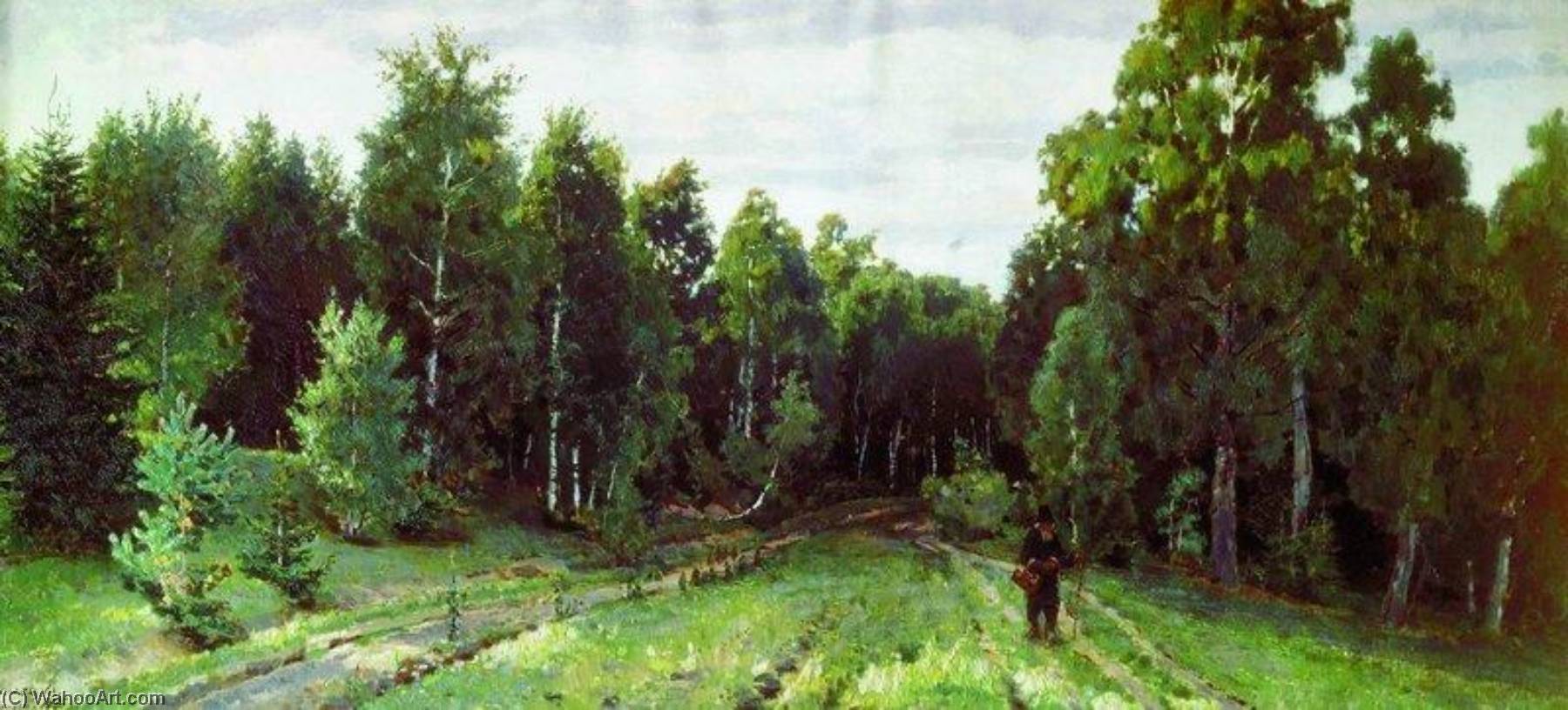Wikoo.org - موسوعة الفنون الجميلة - اللوحة، العمل الفني Apollinari Vasnetsov - Forest Path in Abramtsevo