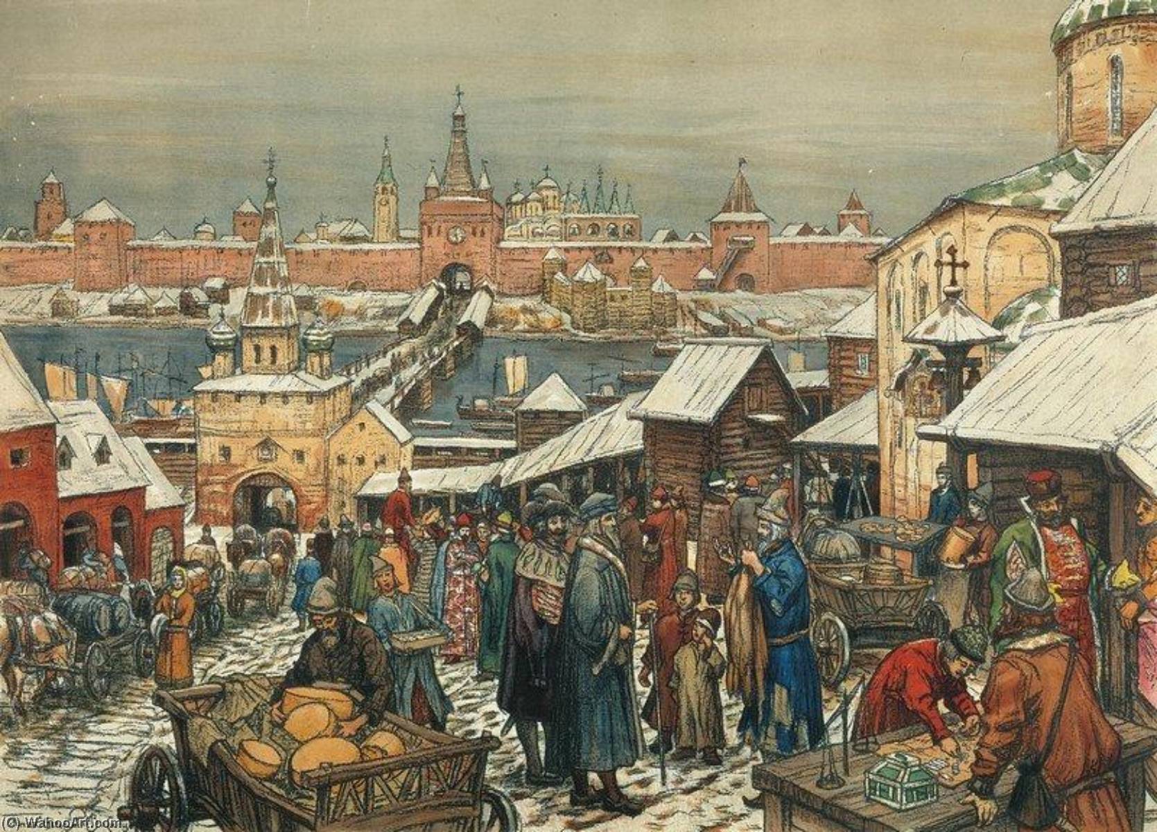 Wikioo.org - The Encyclopedia of Fine Arts - Painting, Artwork by Apollinari Vasnetsov - Market in Nizhny Novgorod