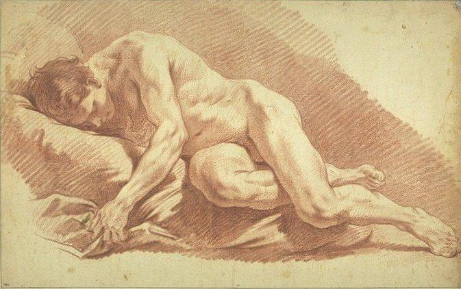 WikiOO.org - Енциклопедия за изящни изкуства - Живопис, Произведения на изкуството Charles-André Van Loo (Carle Van Loo) - Naked Man Sleeping