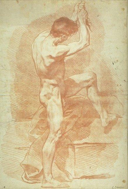 Wikioo.org - The Encyclopedia of Fine Arts - Painting, Artwork by Charles-André Van Loo (Carle Van Loo) - Naked Man Pulling a Rope