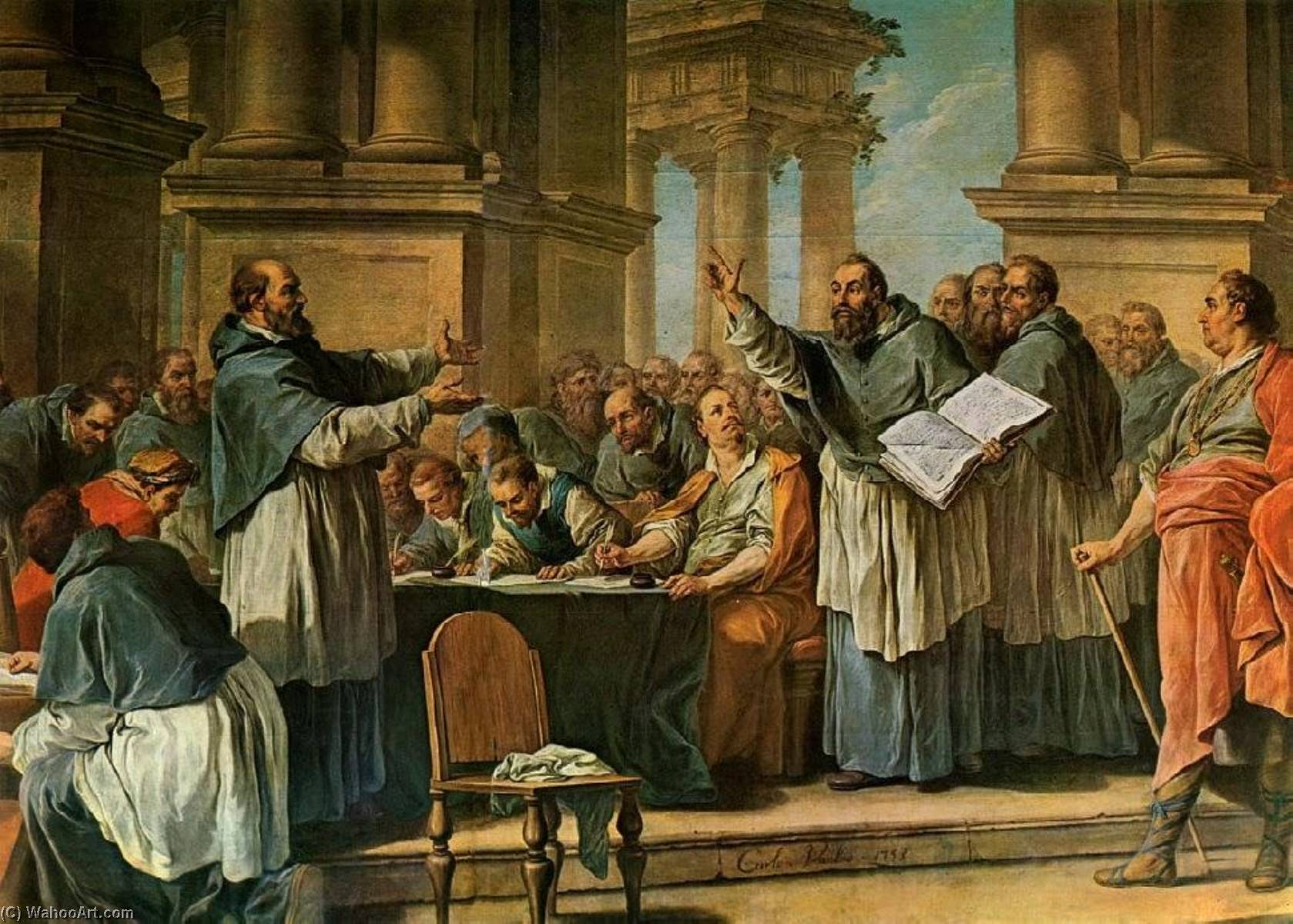 WikiOO.org - 백과 사전 - 회화, 삽화 Charles-André Van Loo (Carle Van Loo) - Life of St Augustine Saint Augustine Disputing with the Donatists