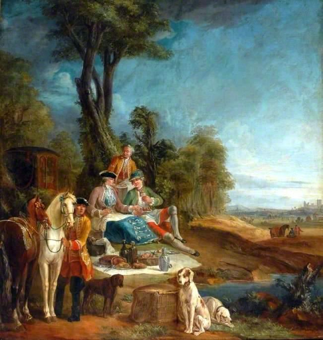 Wikioo.org - The Encyclopedia of Fine Arts - Painting, Artwork by Charles-André Van Loo (Carle Van Loo) - A Hunting Luncheon