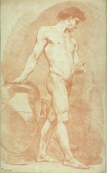 WikiOO.org - Енциклопедия за изящни изкуства - Живопис, Произведения на изкуството Charles-André Van Loo (Carle Van Loo) - Naked Man Standing